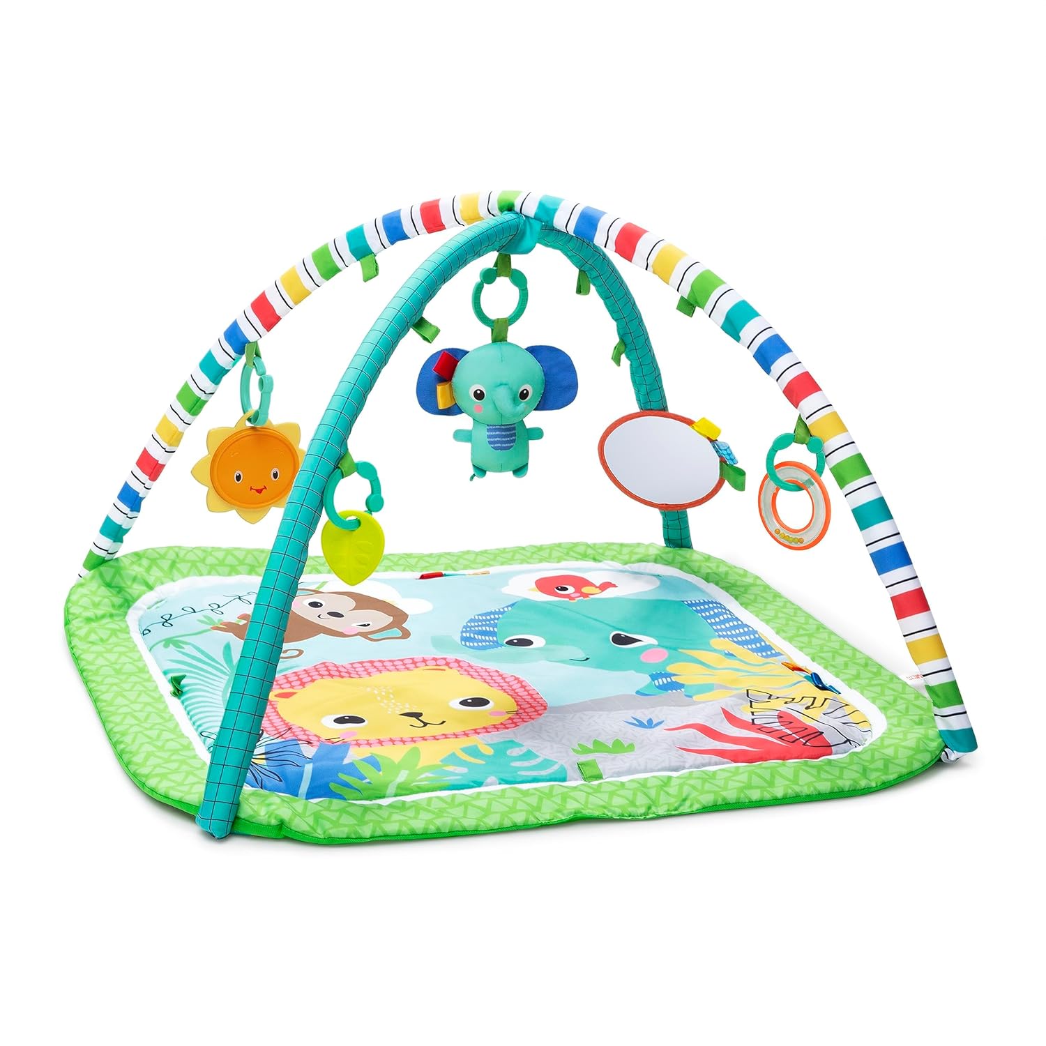 Bright Starts Wild Wiggles Baby Activity Gym & Play Mat with FoldingToy bar, Newborn and up - Green, 18.5” x 29.1” x 29.1” - Image 2