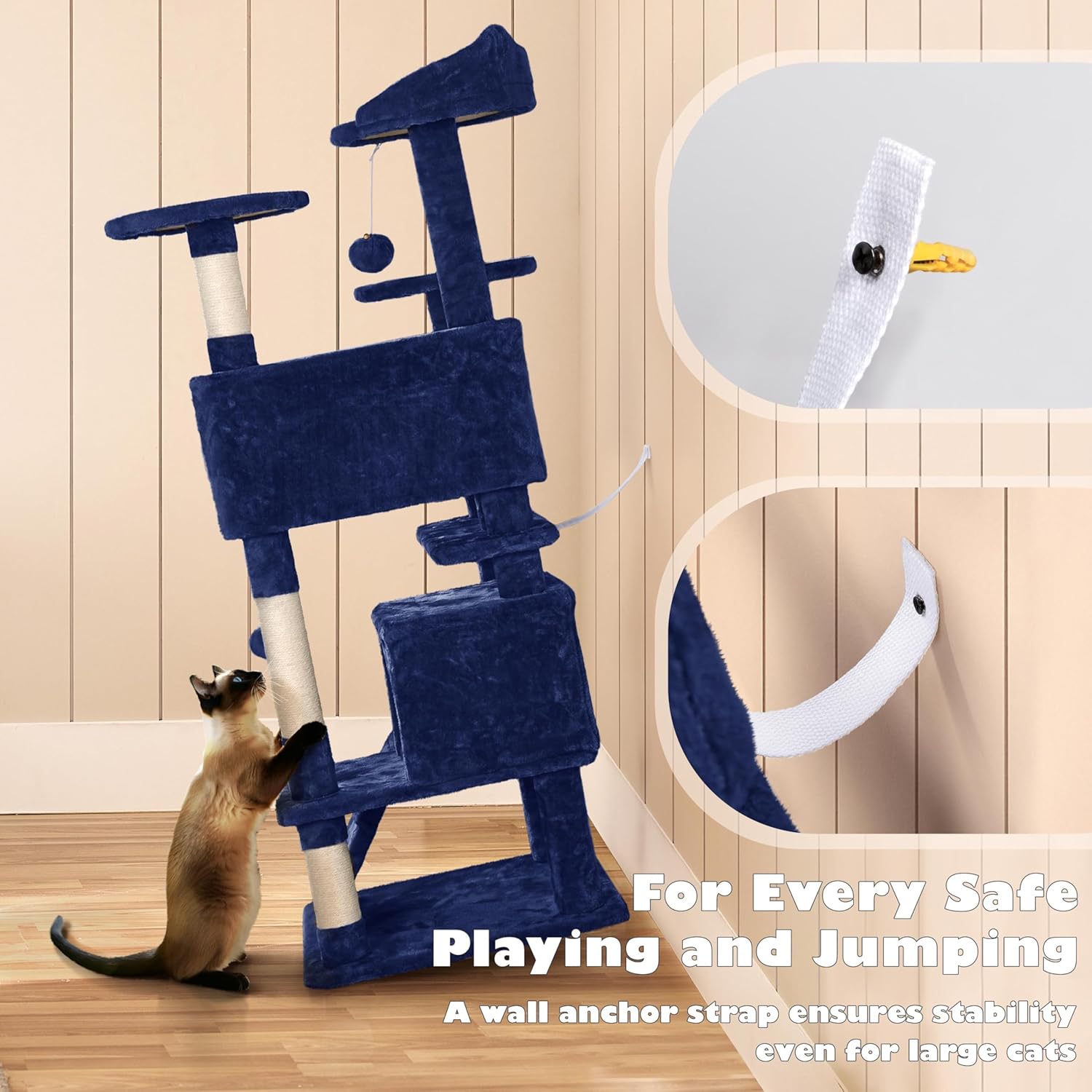 Yaheetech 54in Cat Tree Tower Condo Furniture Scratch Post for Kittens Pet House Play - Image 10