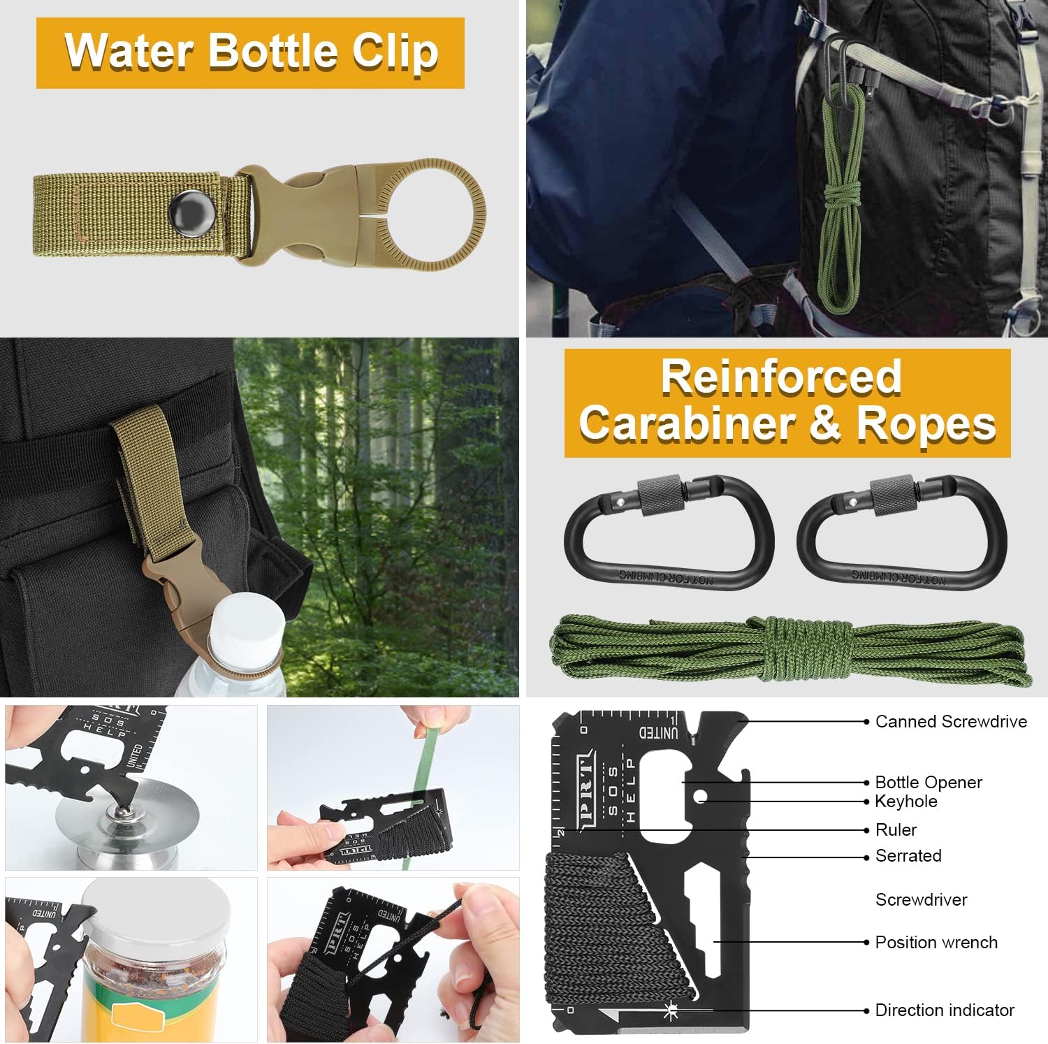 Survival Kit, Gifts for Men Dad Husband, Emergency Survival Gear and Equipment 19 in 1, Fishing Hunting Birthday for Men, Camping Accessories, Cool Gadget, Camping Essentials - Image 6