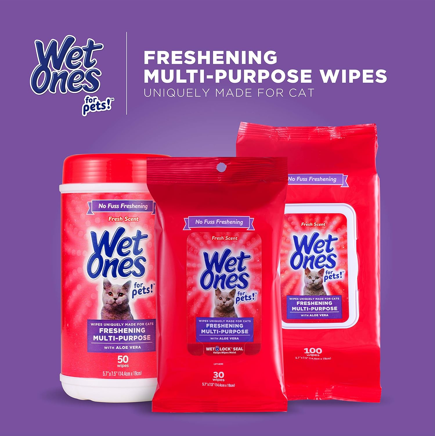 Wet Ones for Pets Cat Cleaning Wipes - Fresh Scent Cat Grooming Wipes with Aloe Vera - Safe Cat Hygiene Supplies - Cat Fur Cleaner - Cat Dander Wipes - Kitten Wipes - Pet Cleaning Supplies - 50 Count - Image 9
