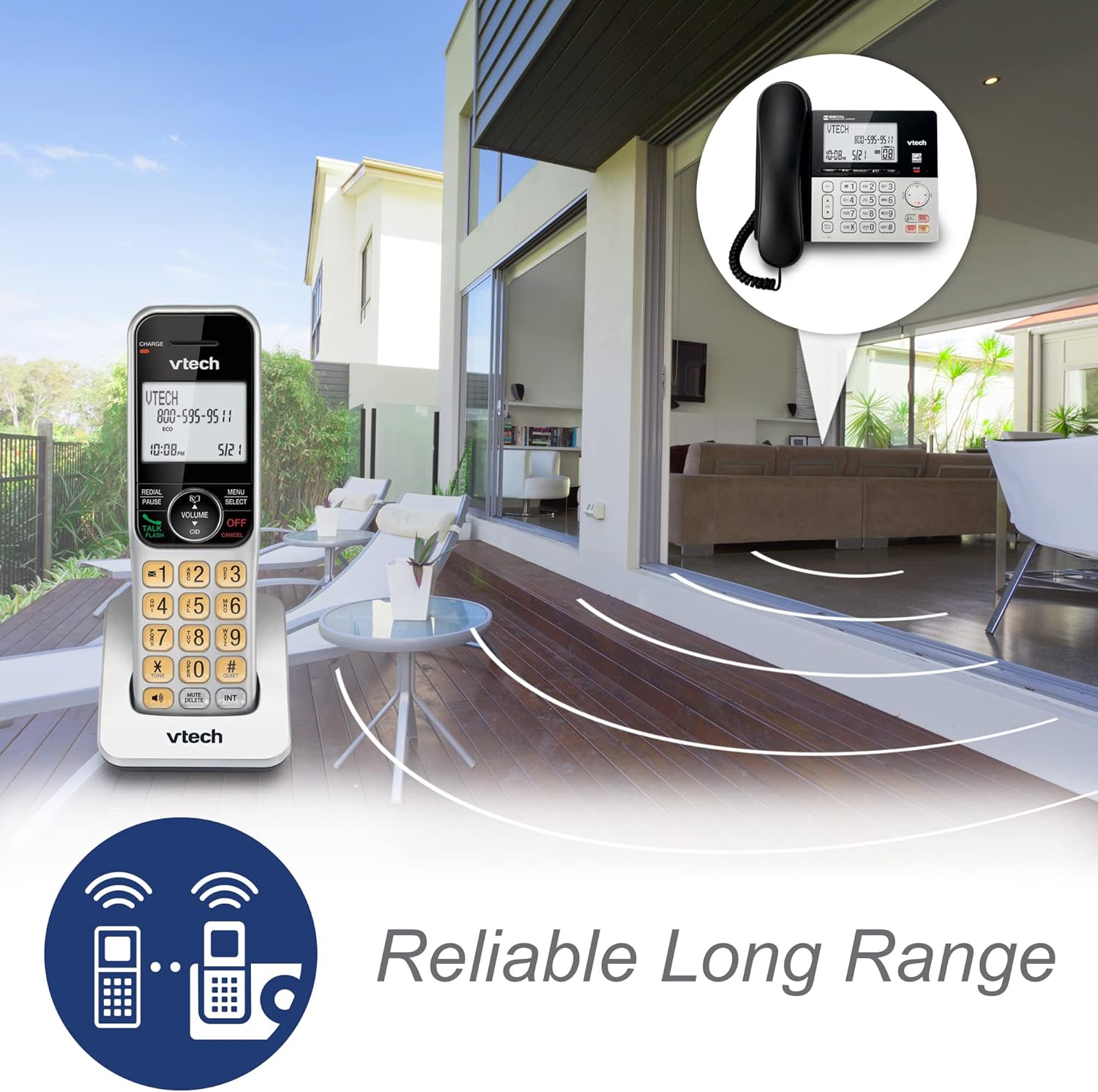 VTech VG208 DECT 6.0 Corded/Cordless Phone for Home with Answering Machine, Call Blocking, Caller ID, Large Backlit Display, Duplex Speakerphone, Intercom, Line-Power(Silver/Black) - Image 3