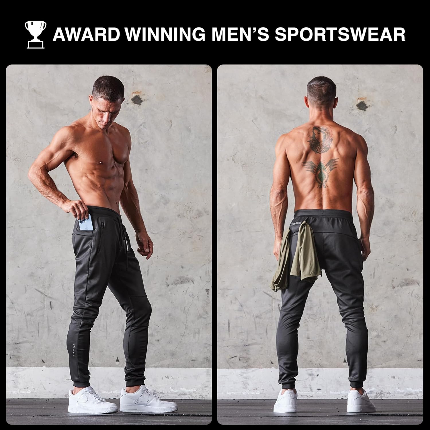 Born Tough Slim-Fit Mens Workout Joggers Pants, Tapered Bodybuilding Gym Joggers, Athletic Running Sweatpants Zipper Pockets - Image 5