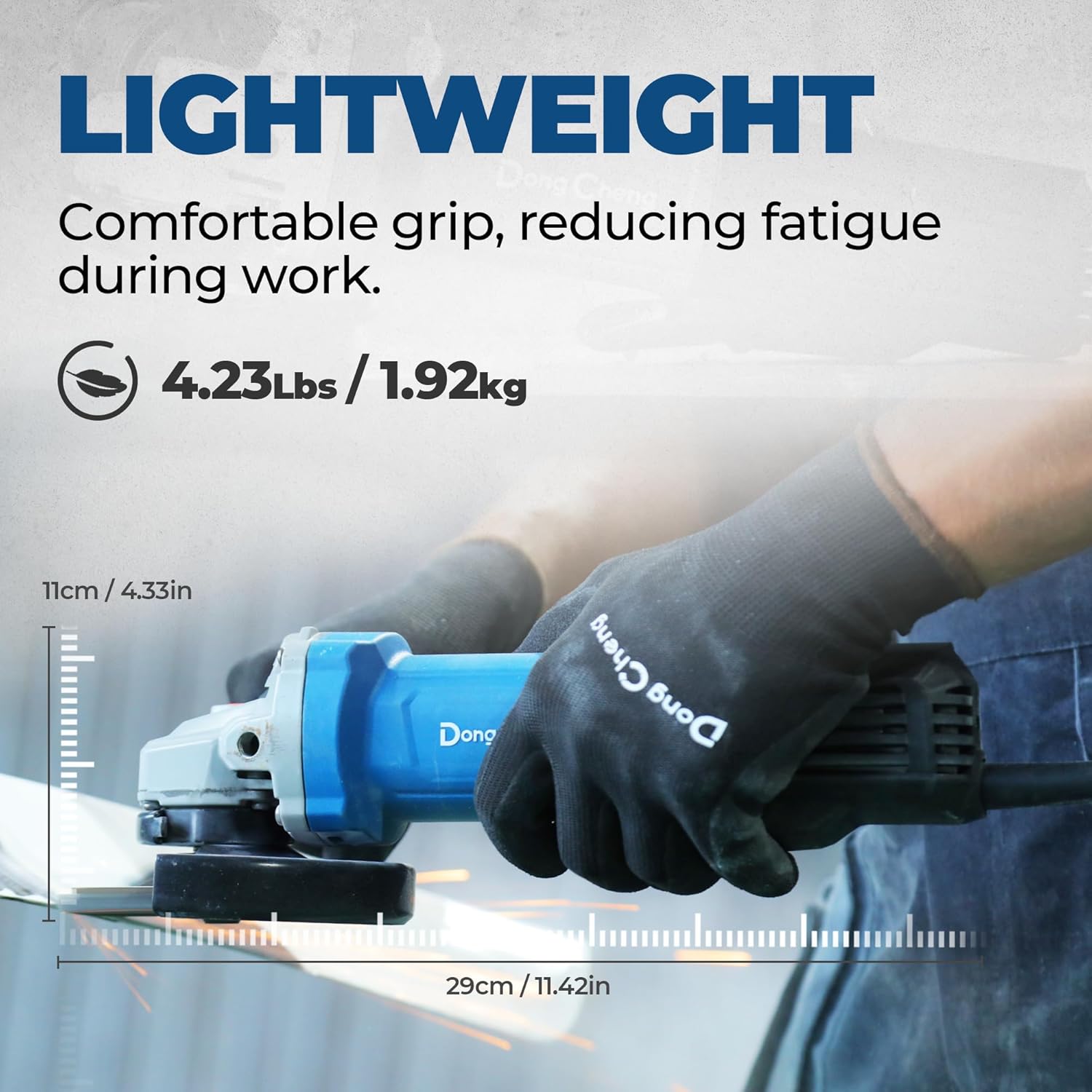 DongCheng 9.2 Amp Power Angle Grinders, 4-1/2 in., 11800RPM, Tool-Free Guard, Electric Metal Grinder Tool, Small Corded Angle Grinder, Paddle Switch, Shockproof Handle for Cutting, Grinding, Polishing - Image 7