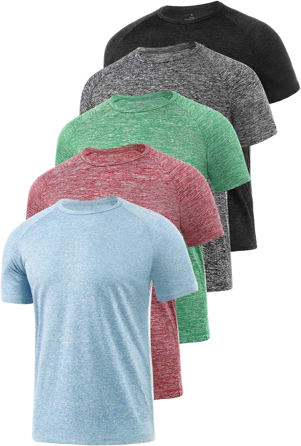 Xelky 4-5 Pack Men's Dry Fit T Shirt Moisture Wicking Athletic Tees Exercise Fitness Activewear Short Sleeves Gym Workout Top - Image 2