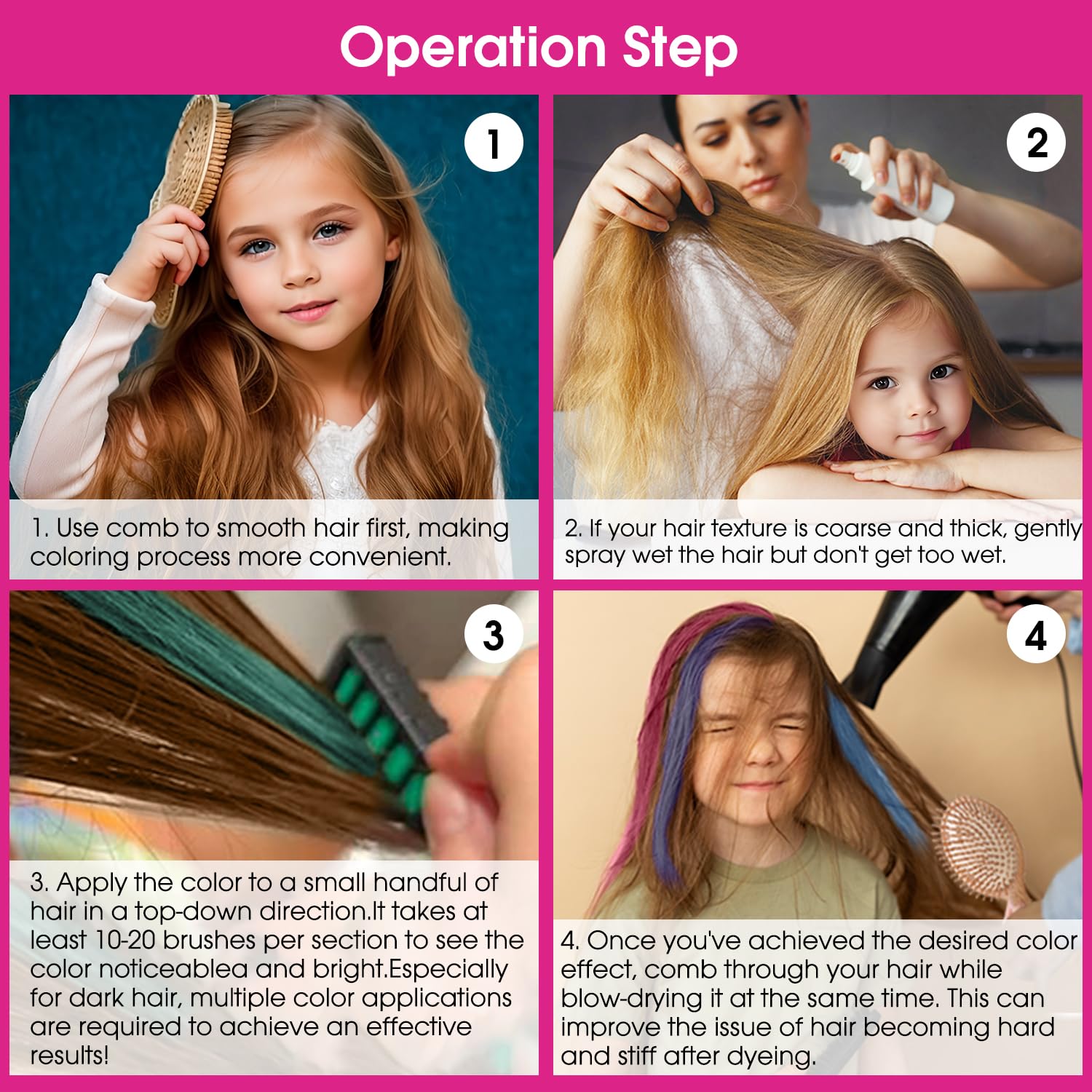 New Hair Chalk Comb Temporary Hair Color Dye for Girls Kids, Washable Hair Chalk for Girls Age 4 5 6 7 8 9 10-12 Birthday Christmas New Year Cosplay Hair DIY Party - Image 6