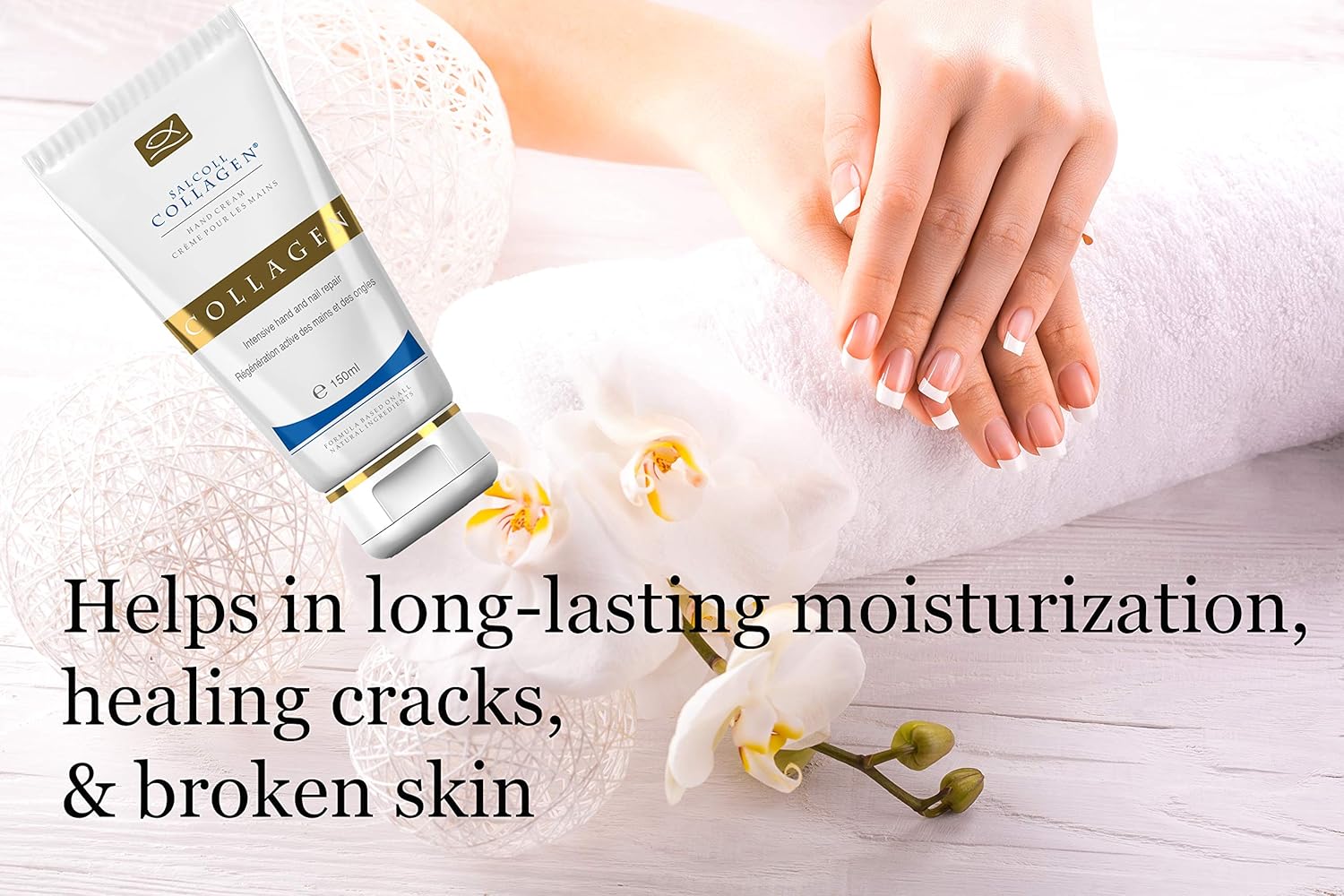 Pure Bioactive Anti-Aging Collagen Repair Hand Cream - Hypoallergenic Moisturizing Lotion, Dry Skin Relief, All Skin Types, 150 ml - Image 4