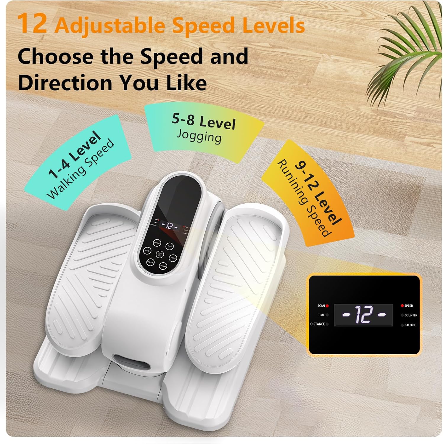 Under Desk Elliptical Exercise Machine, Ellipse Leg Exerciser As Seen On TV with 12 Speed, Electric Foot Leg Exerciser While Sitting for Seniors, Portable Seated Pedal Exerciser with Remote/LCD - Image 6