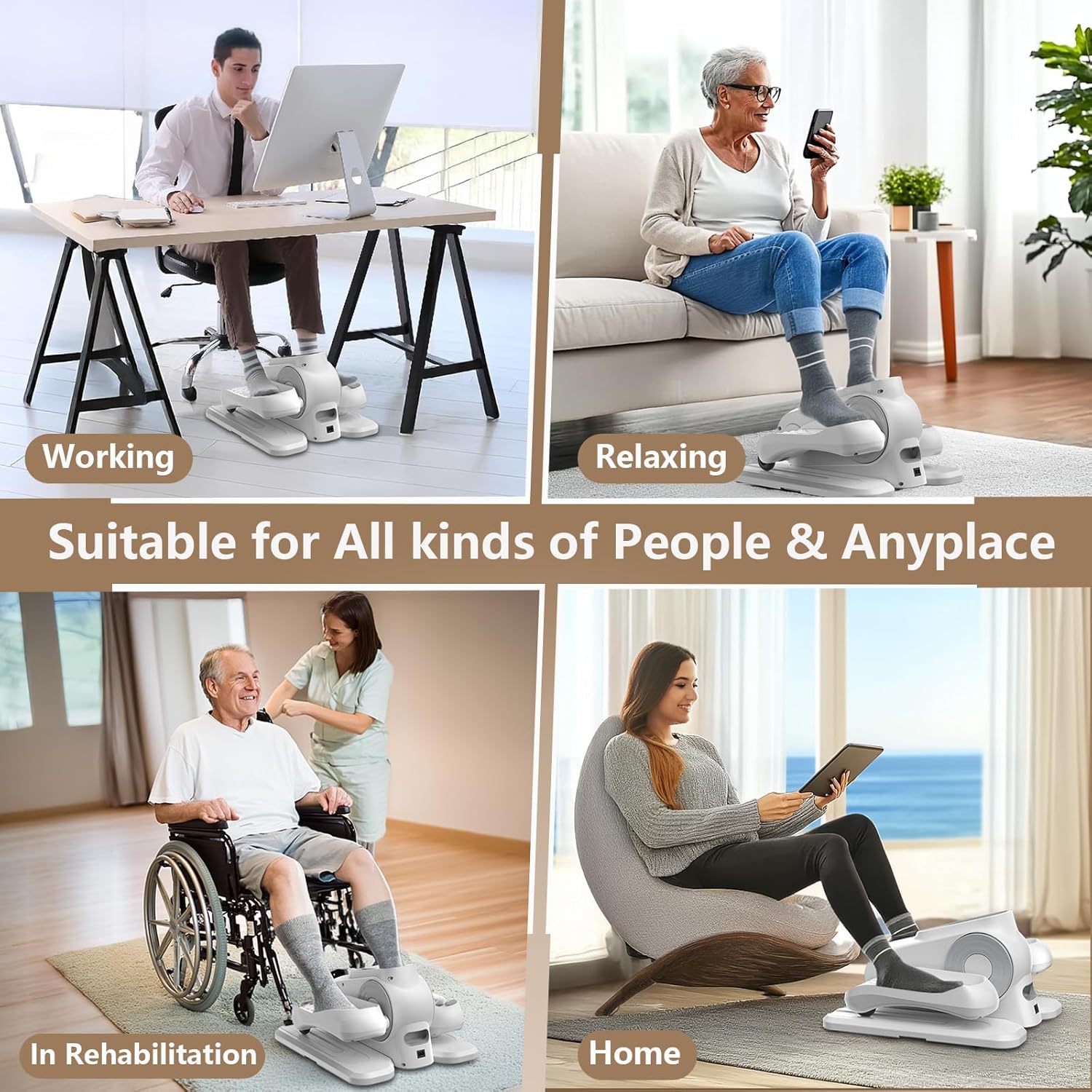 Under Desk Elliptical Exercise Machine, Ellipse Leg Exerciser As Seen On TV with 12 Speed, Electric Foot Leg Exerciser While Sitting for Seniors, Portable Seated Pedal Exerciser with Remote/LCD - Image 4