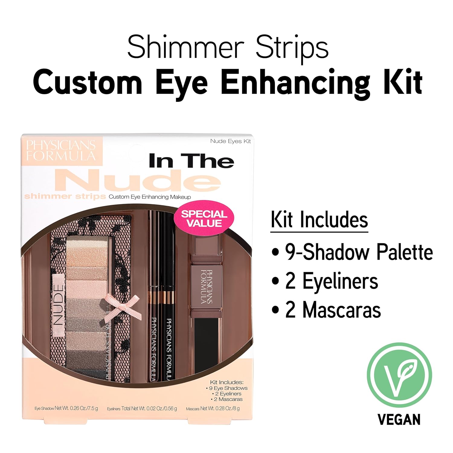 Physicians Formula Shimmer Strips Custom Eye Enhancing Kit with Eyeshadow, Eyeliner & Mascara, Nude - Image 3