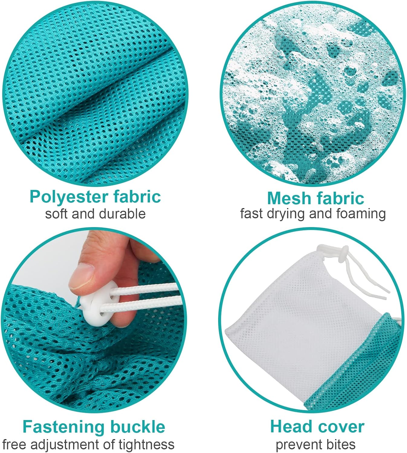 Cat Bathing Bag, Breathable Mesh Cat Shower Bag Anti Scratch Adjustable Cat Grooming Bag for Nail Trimming, Bathing Polyester Soft Cat Washing Bag (White-Green) - Image 4