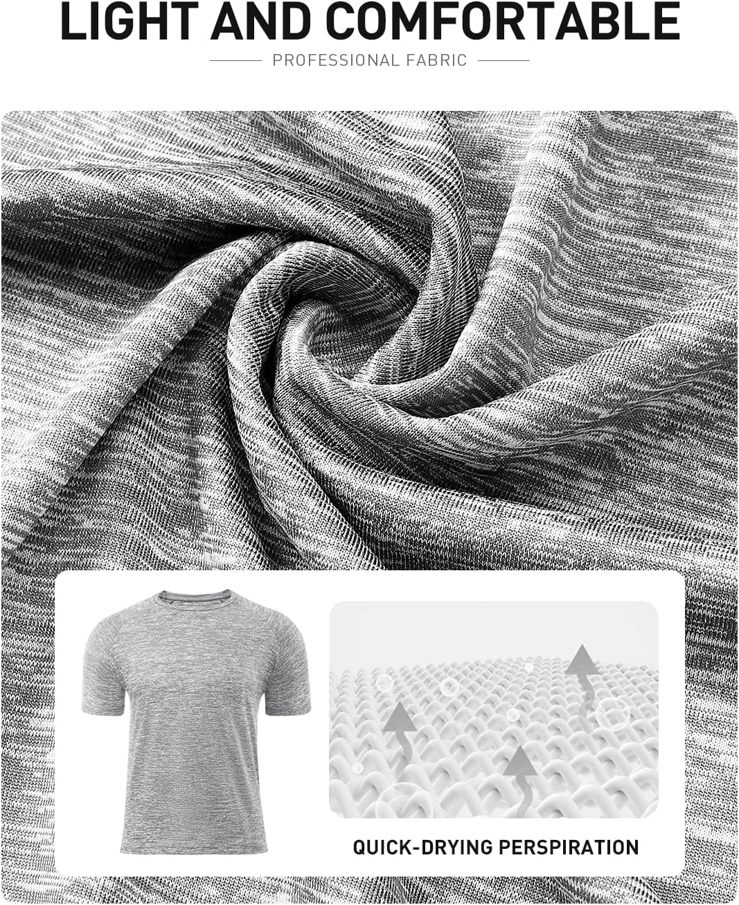 Mens Quick Dry Fit Athletic Workout Gym Running Tshirt Active Tee for Men Activewear Sport Fitness Moisture Wicking Shirt - Image 5