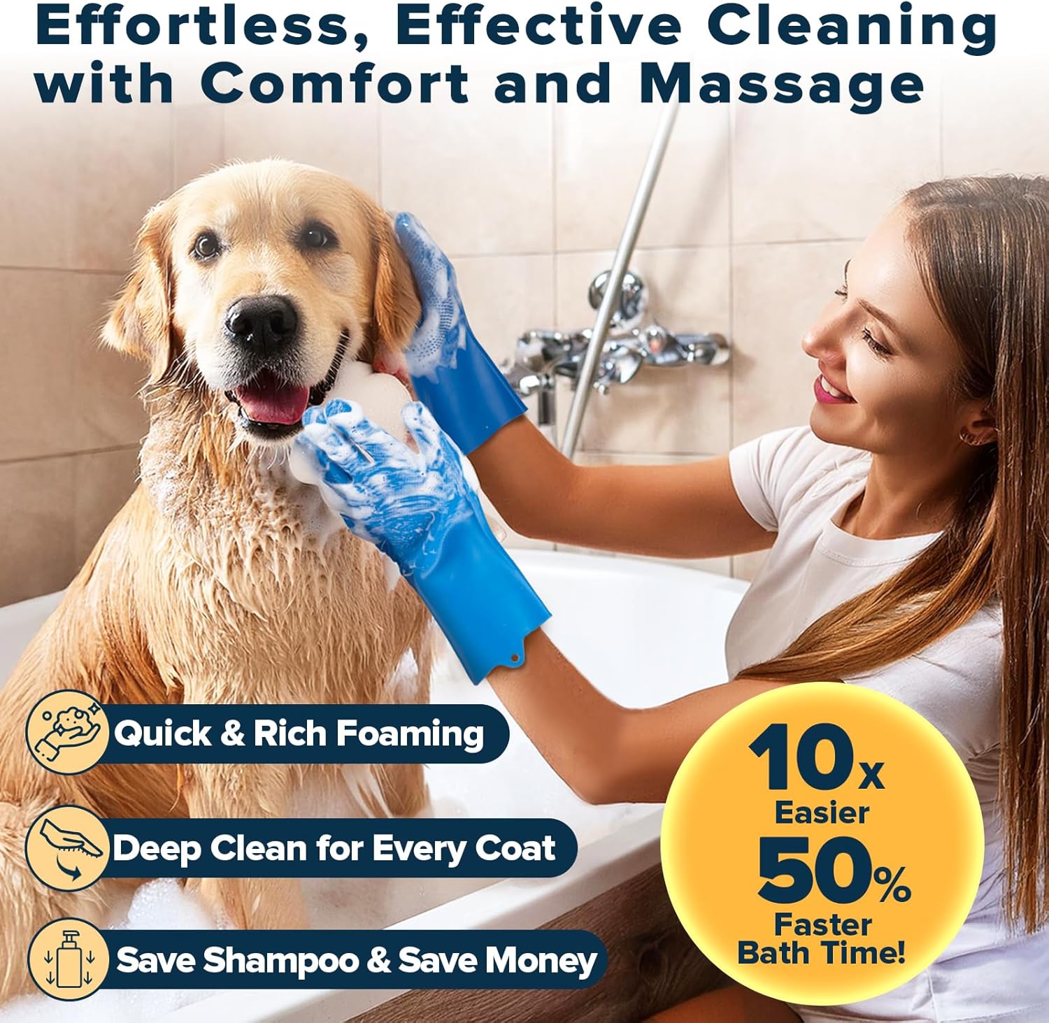 6PCS Pet Grooming Kit | Dog Washing Gloves | Dog Bath Brush | Dog Toothbrush Finger | Dog Bath Gloves | Dog Shampoo Brush | Pet Grooming Gloves | Cat Bathing Supplies | Dog Bath Supplies - Image 3