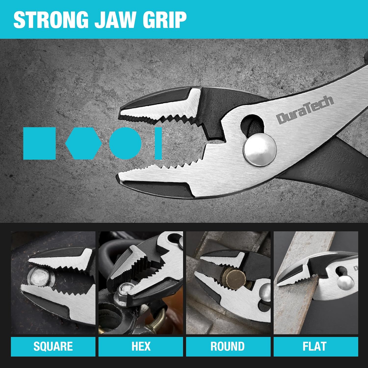 DURATECH 8 Inch Slip Joint Pliers, Pliers Tool with Comfortable TPR Handle, High Carbon Steel, Strong Sharp Teeth, Pliers for Tightening, Loosening and Gripping Nuts and Bolts - Image 3