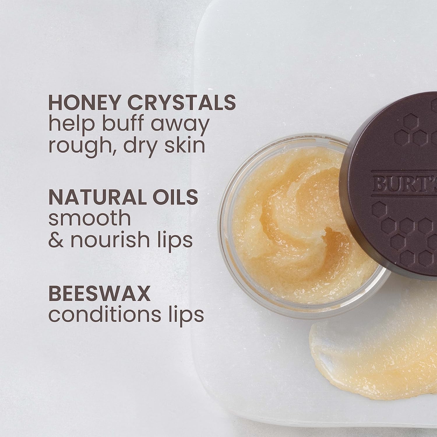 Burt's Bees Conditioning Honey Lip Scrub, Exfoliates & Conditions Dry Lips, with Honey Crystals, Use with Overnight Intense Lip Treatment, Natural Origin Lip Care, 0.25 oz. - Image 4