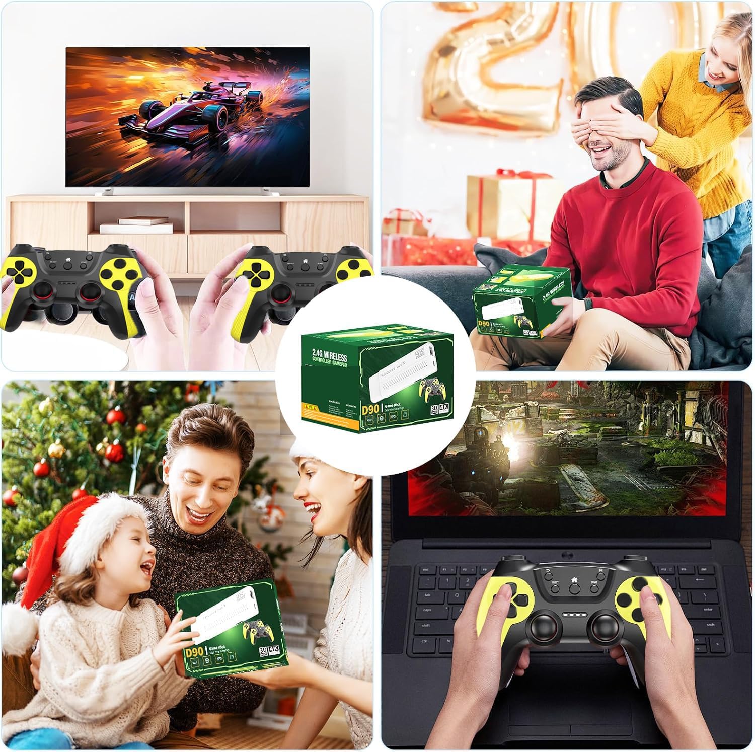 30000+ Wireless Retro Gaming Stick, Retro Gaming Console,Revisit Classic Retro Play Plug and Play Video Gaming Stick,HD HDMI TV Game Stick,Premium Competitive Dual Controllers Yellow+White - Image 7