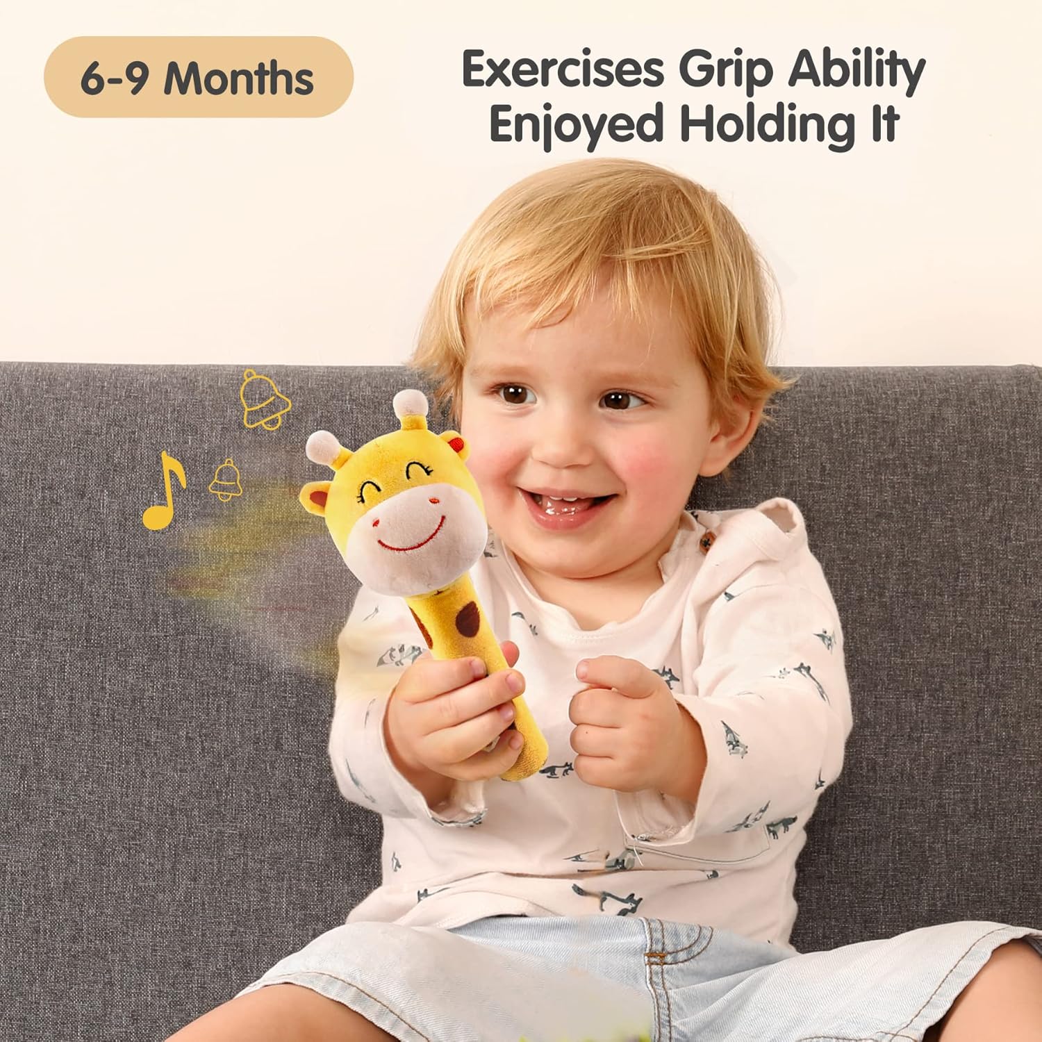 TUMAMA Plush Stacking Rattles Baby Toy Giraffe Stacks of Circles STEM Montessori Toy Baby Shower Deer Woodland Stuffed Animals Gift for 3 6 9 12 18 Months 1 Year Olds Infant Toddler Boy Girl - Image 4