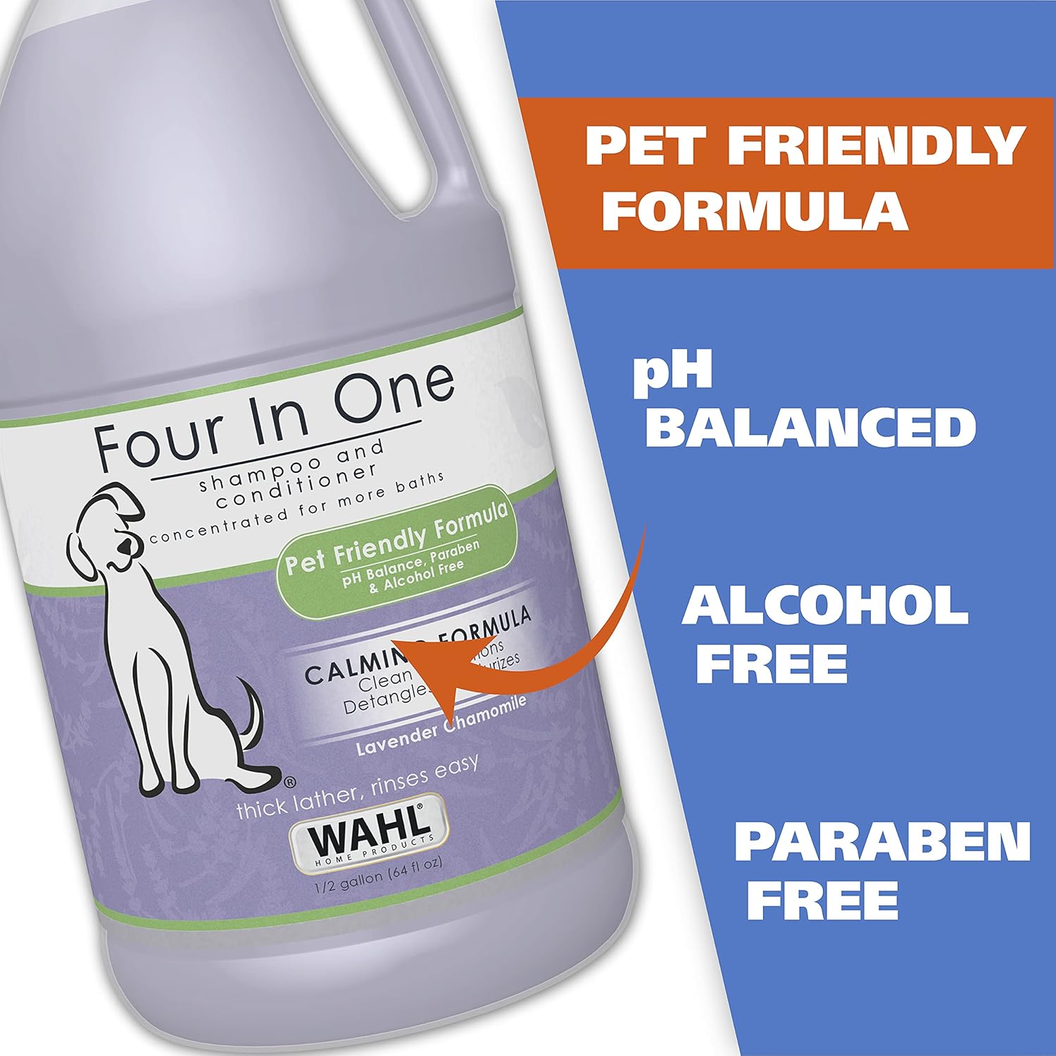 Wahl USA 4-in-1 Calming Pet Shampoo for Dogs – Cleans, Conditions, Detangles, & Moisturizes with Lavender Chamomile - Pet Friendly Formula – 64 Oz - Model 821000-050 - Image 4