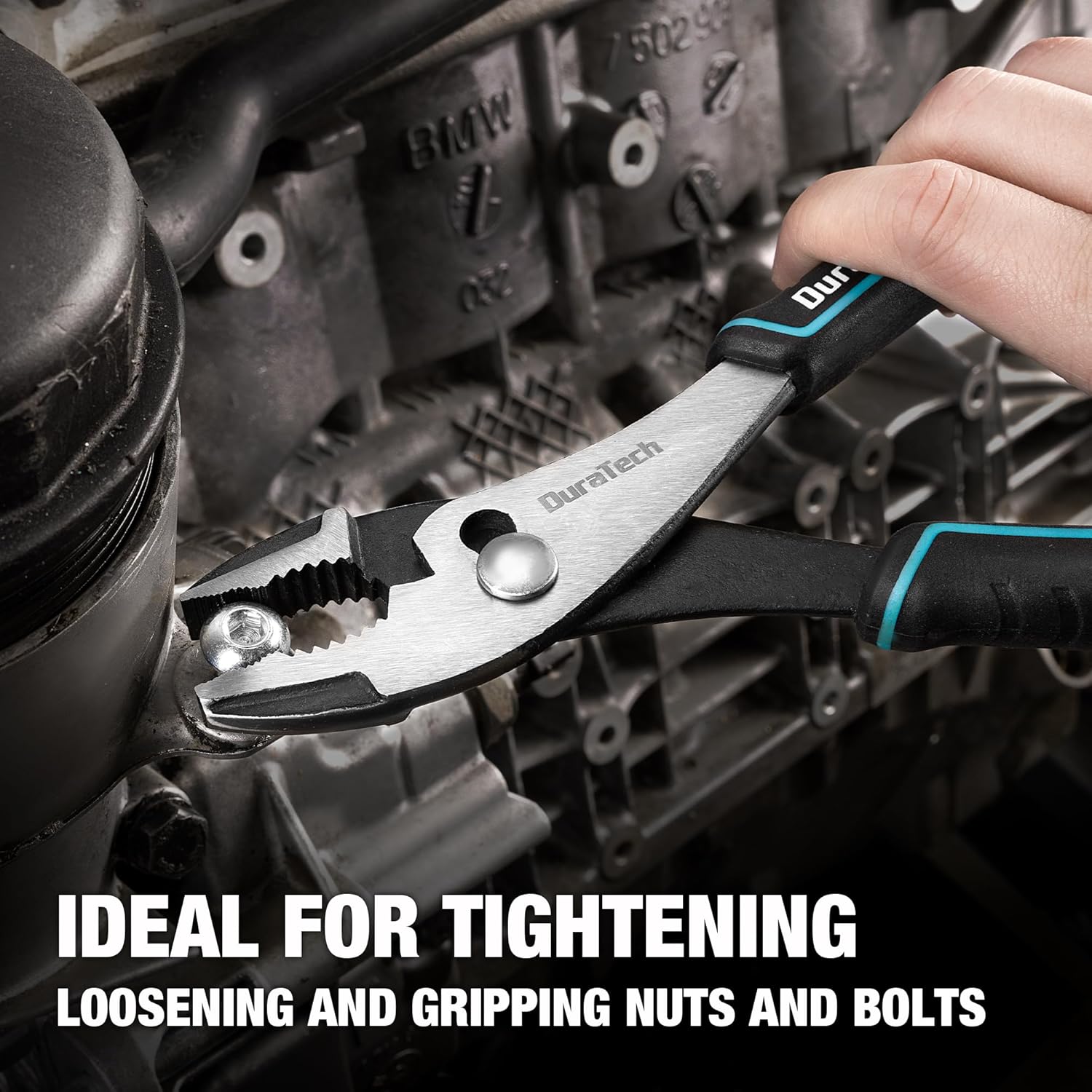 DURATECH 8 Inch Slip Joint Pliers, Pliers Tool with Comfortable TPR Handle, High Carbon Steel, Strong Sharp Teeth, Pliers for Tightening, Loosening and Gripping Nuts and Bolts - Image 8