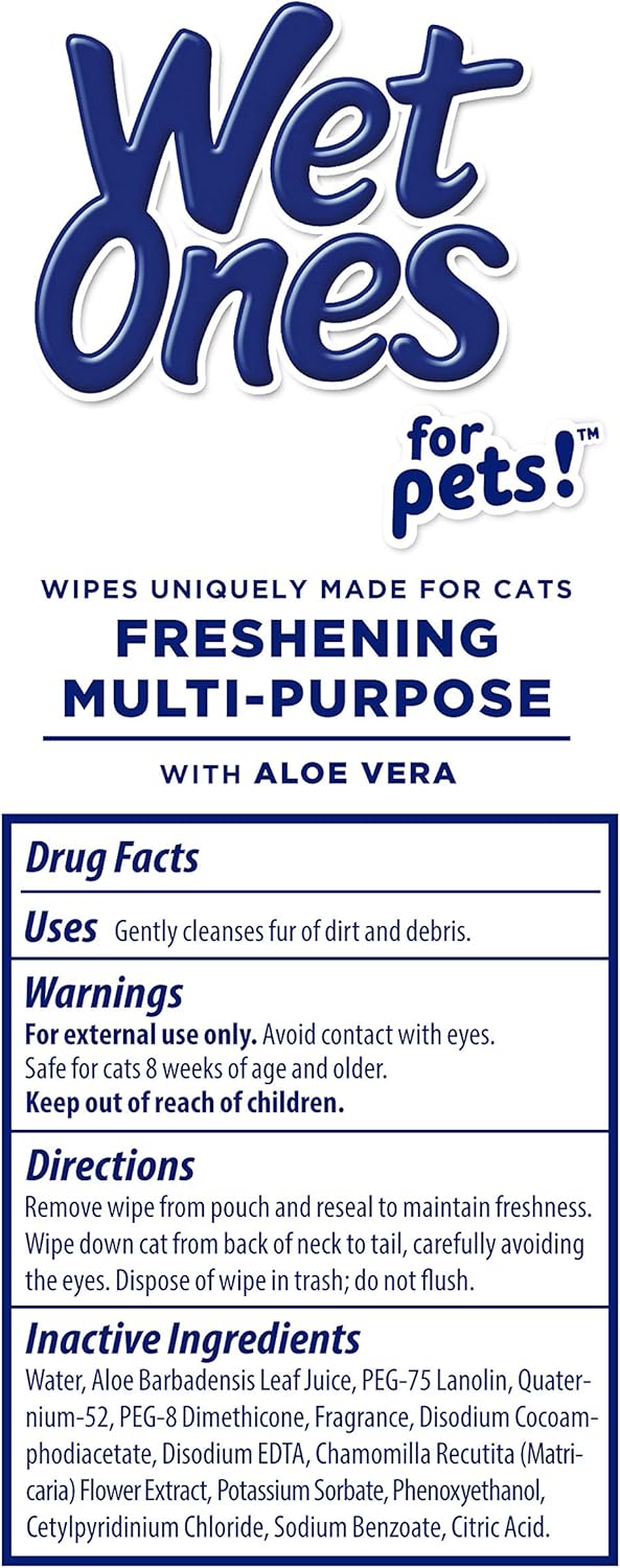 Wet Ones for Pets Cat Cleaning Wipes - Fresh Scent Cat Grooming Wipes with Aloe Vera - Safe Cat Hygiene Supplies - Cat Fur Cleaner - Cat Dander Wipes - Kitten Wipes - Pet Cleaning Supplies - 50 Count - Image 8