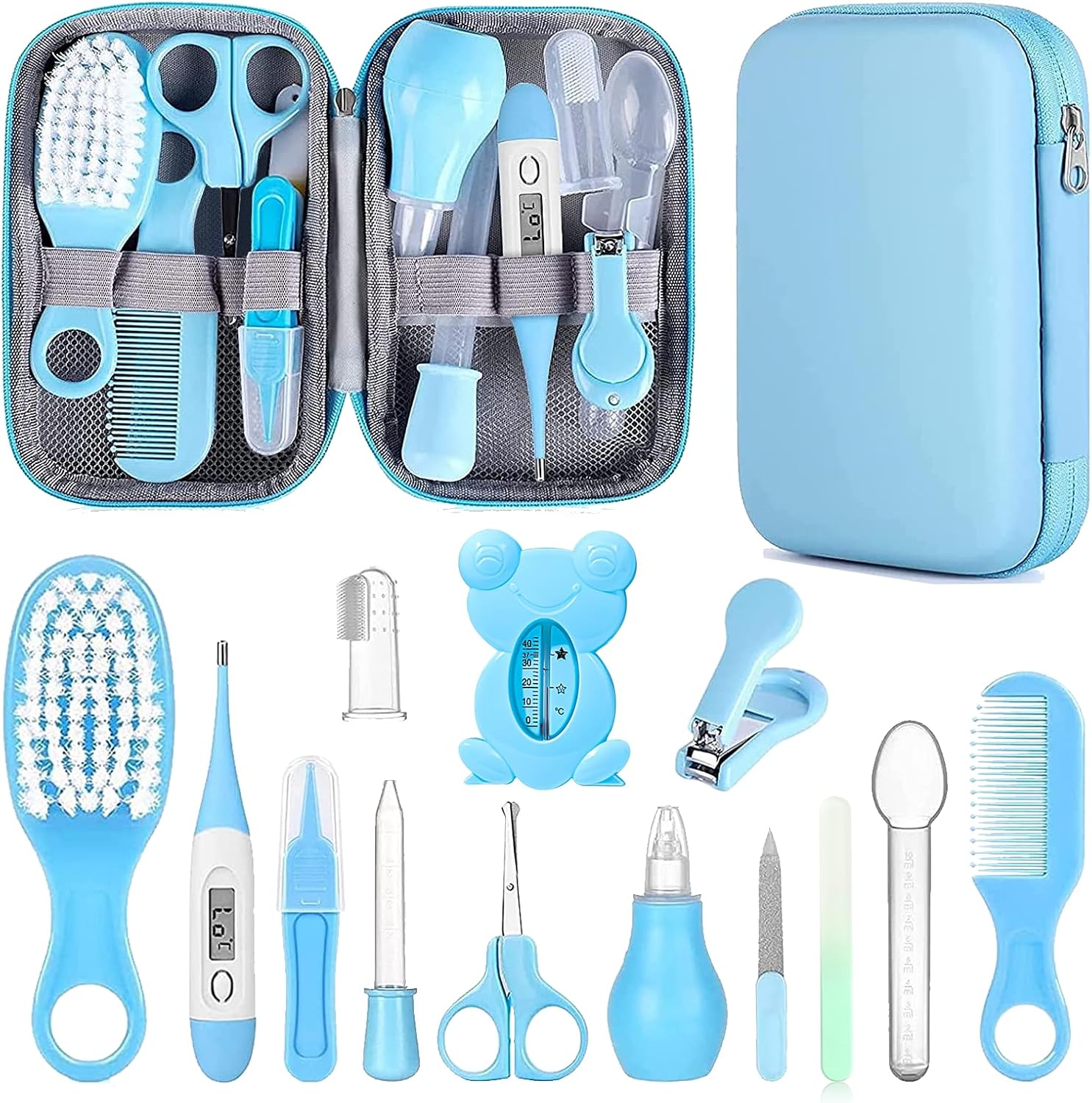 Baby Grooming Kit, Infant Safety Care Set with Hair Brush Comb Nail Clipper Nasal Aspirator,Baby Essentials Kit for Newborn Girls Boys