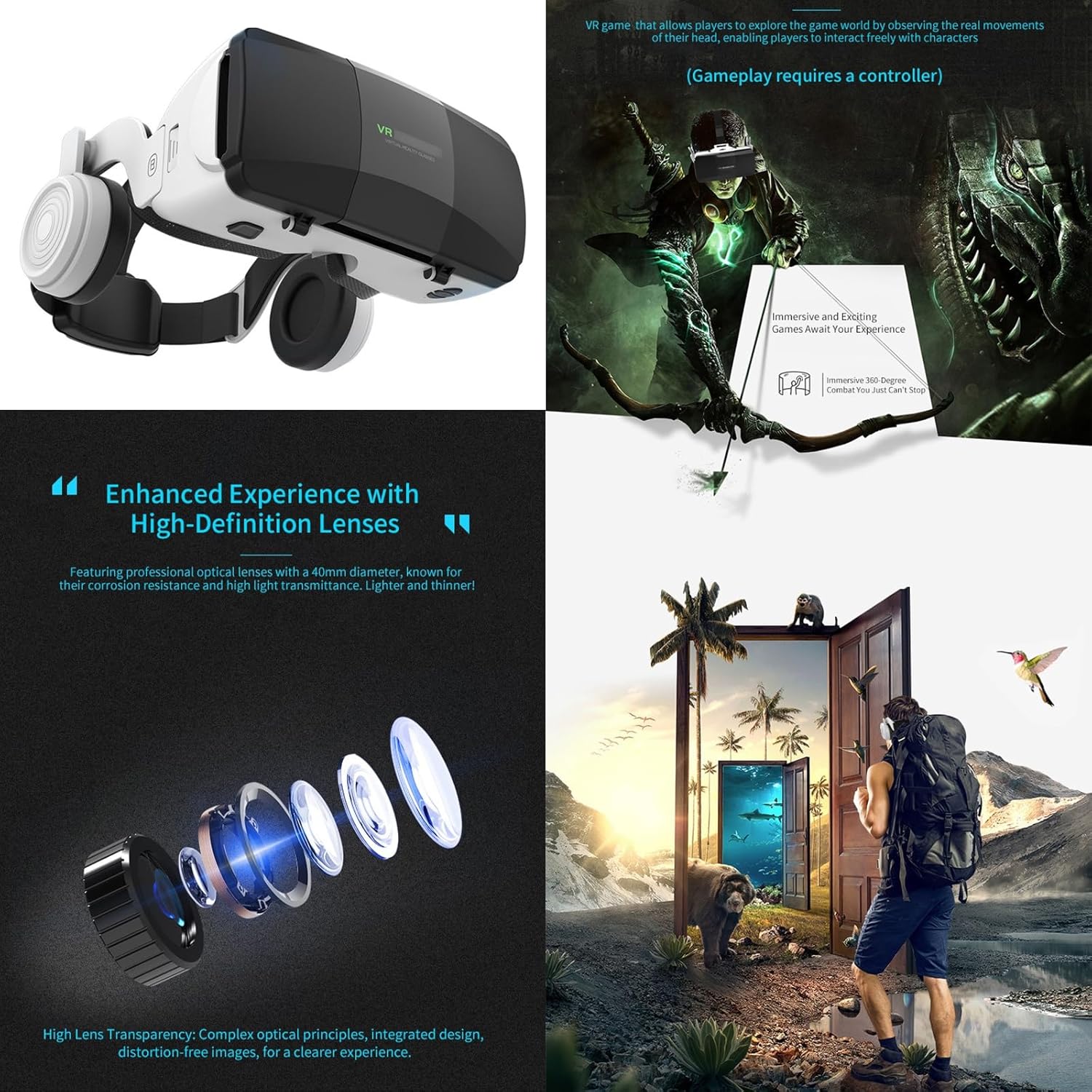 Virtual Reality Headsets to Play Games/Movies for Adults/Kids, 3D VR Glasses Compatible iOS and Android Smartphones 4.7-7.8in, 2023 New vr Headset Set with Gamepad and Controller, New Year Gifts 2024 - Image 5