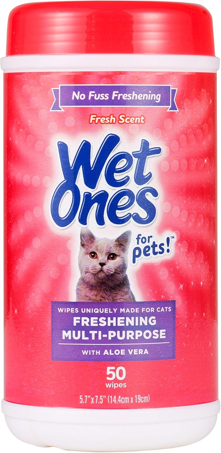 Wet Ones for Pets Cat Cleaning Wipes - Fresh Scent Cat Grooming Wipes with Aloe Vera - Safe Cat Hygiene Supplies - Cat Fur Cleaner - Cat Dander Wipes - Kitten Wipes - Pet Cleaning Supplies - 50 Count - Image 2