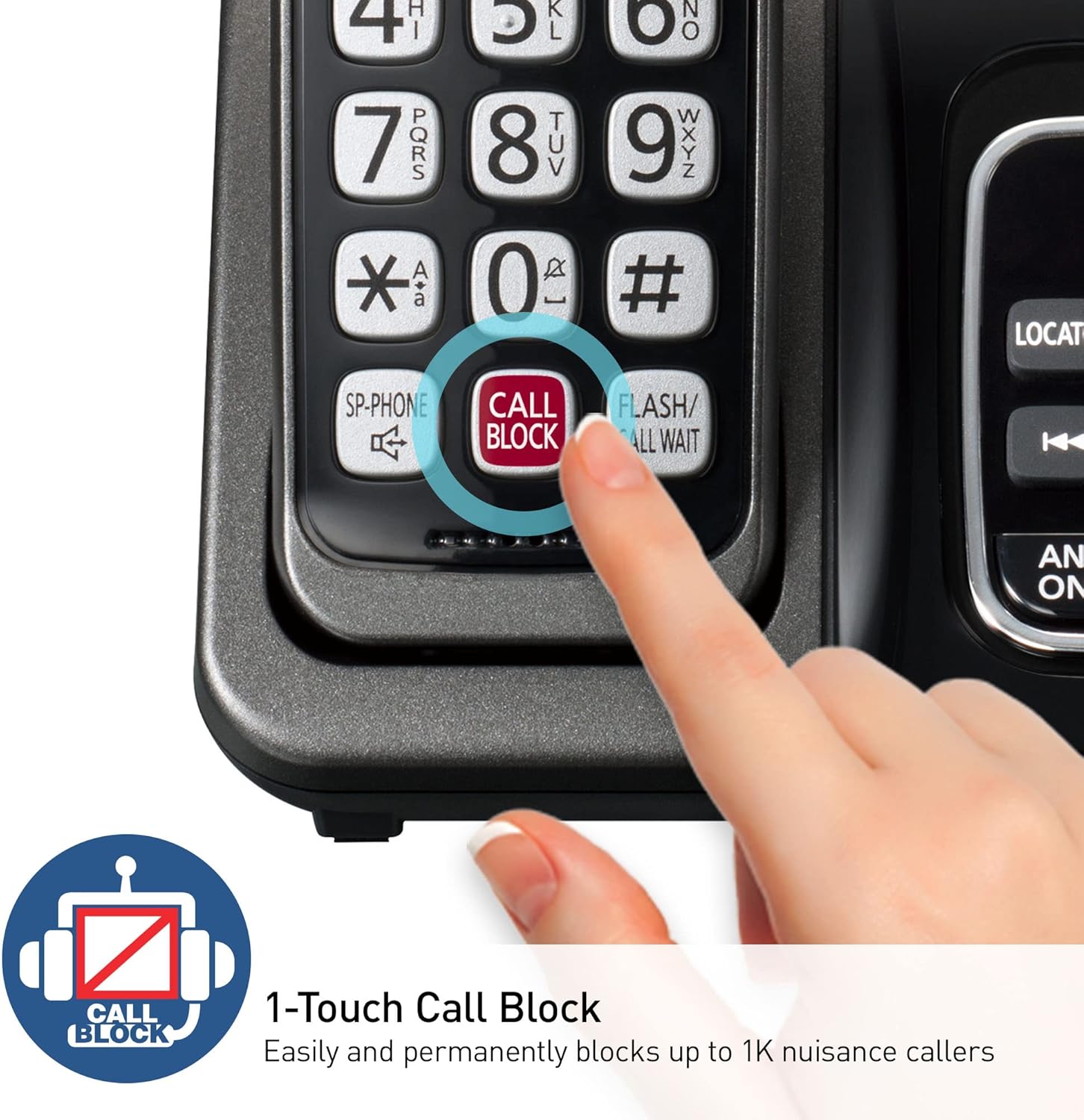 Panasonic Cordless Phone with Answering Machine, Advanced Call Block, Bilingual Caller ID and Easy to Read High-Contrast Display, Expandable System with 2 Handsets - KX-TGD832M (Metallic Black) - Image 4