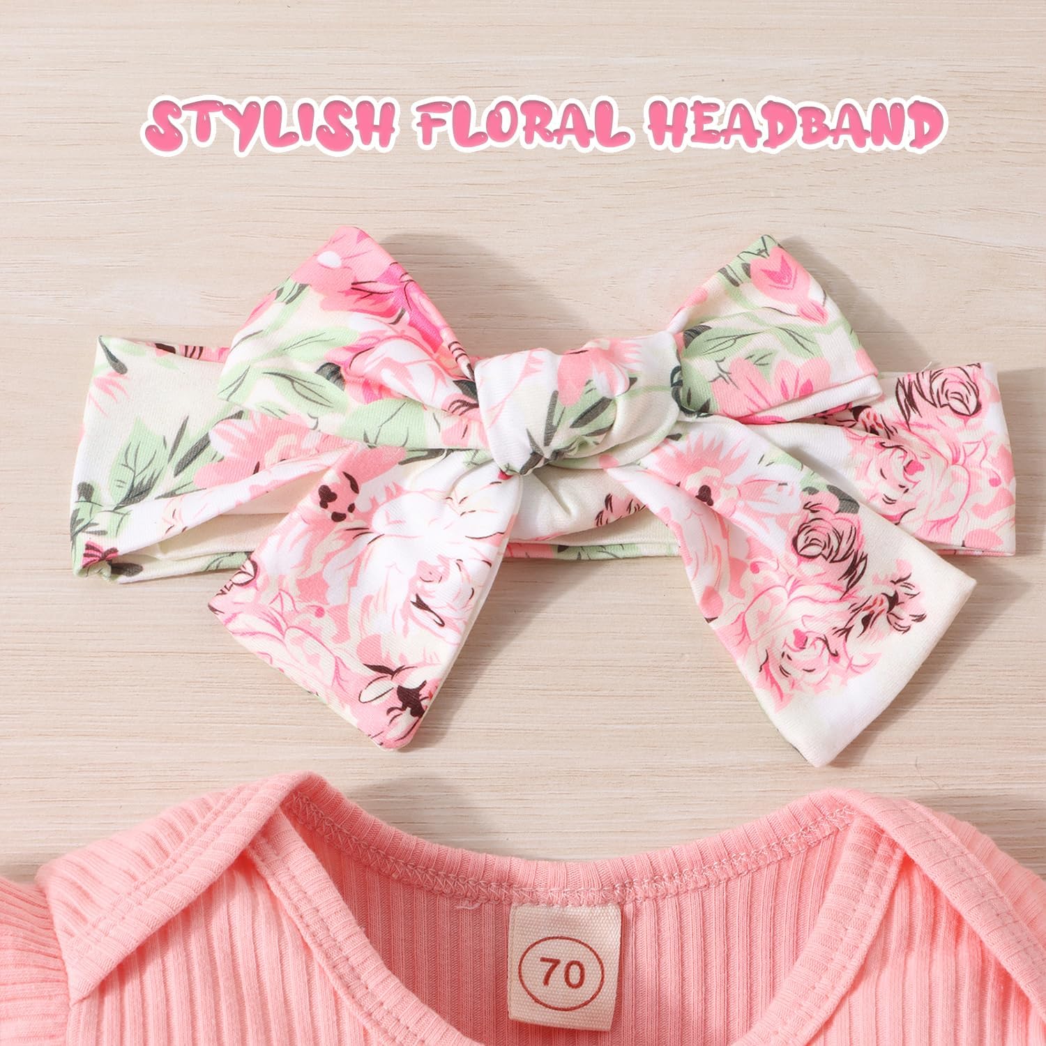 Baby Girl Clothes Newborn Infant Outfits Ruffle Romper+ Floral Pants + Cute Headband Sets for Girls - Image 9