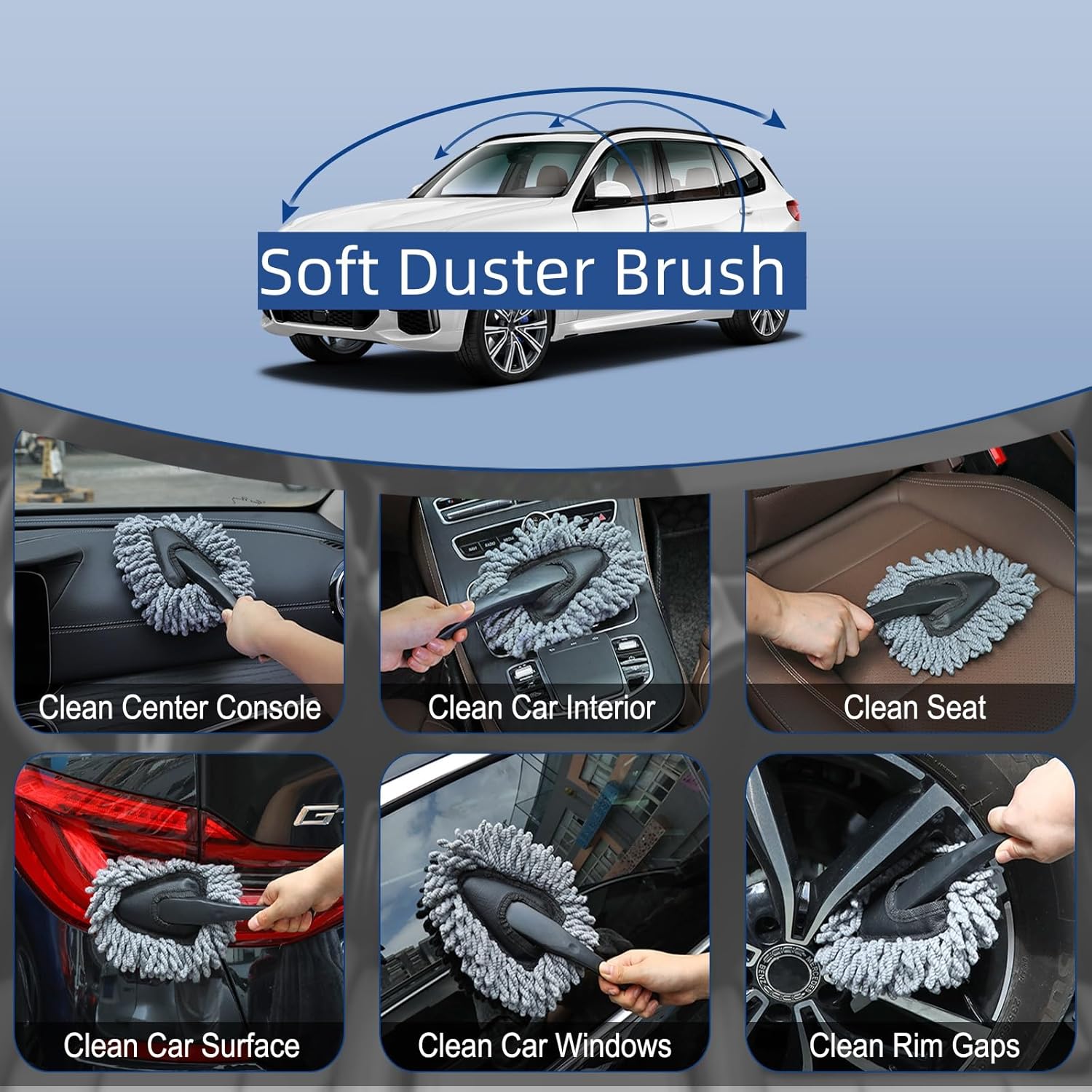 Car Interior Duster Detail Brush Cleaning Gel Kit, Soft Dash Vent Dusting Slime Putty Detailing Brushes Accessories Essentials Supplies Tools for Auto,Truck,SUV,RV - Image 4