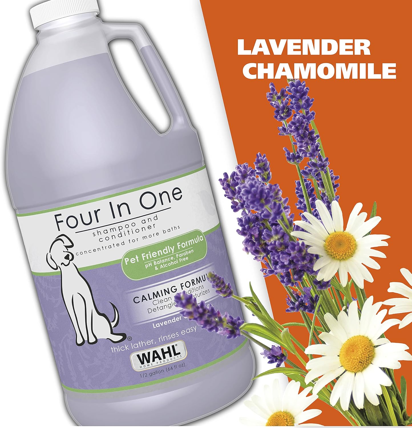 Wahl USA 4-in-1 Calming Pet Shampoo for Dogs – Cleans, Conditions, Detangles, & Moisturizes with Lavender Chamomile - Pet Friendly Formula – 64 Oz - Model 821000-050 - Image 6