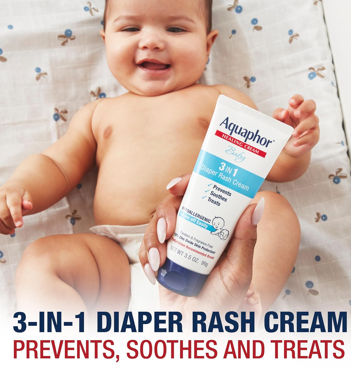 Aquaphor Baby Skincare Essentials Gift Set with Baby Wash and Shampoo, Healing Ointment, and Diaper Rash Cream, 3 Pieces - Image 3