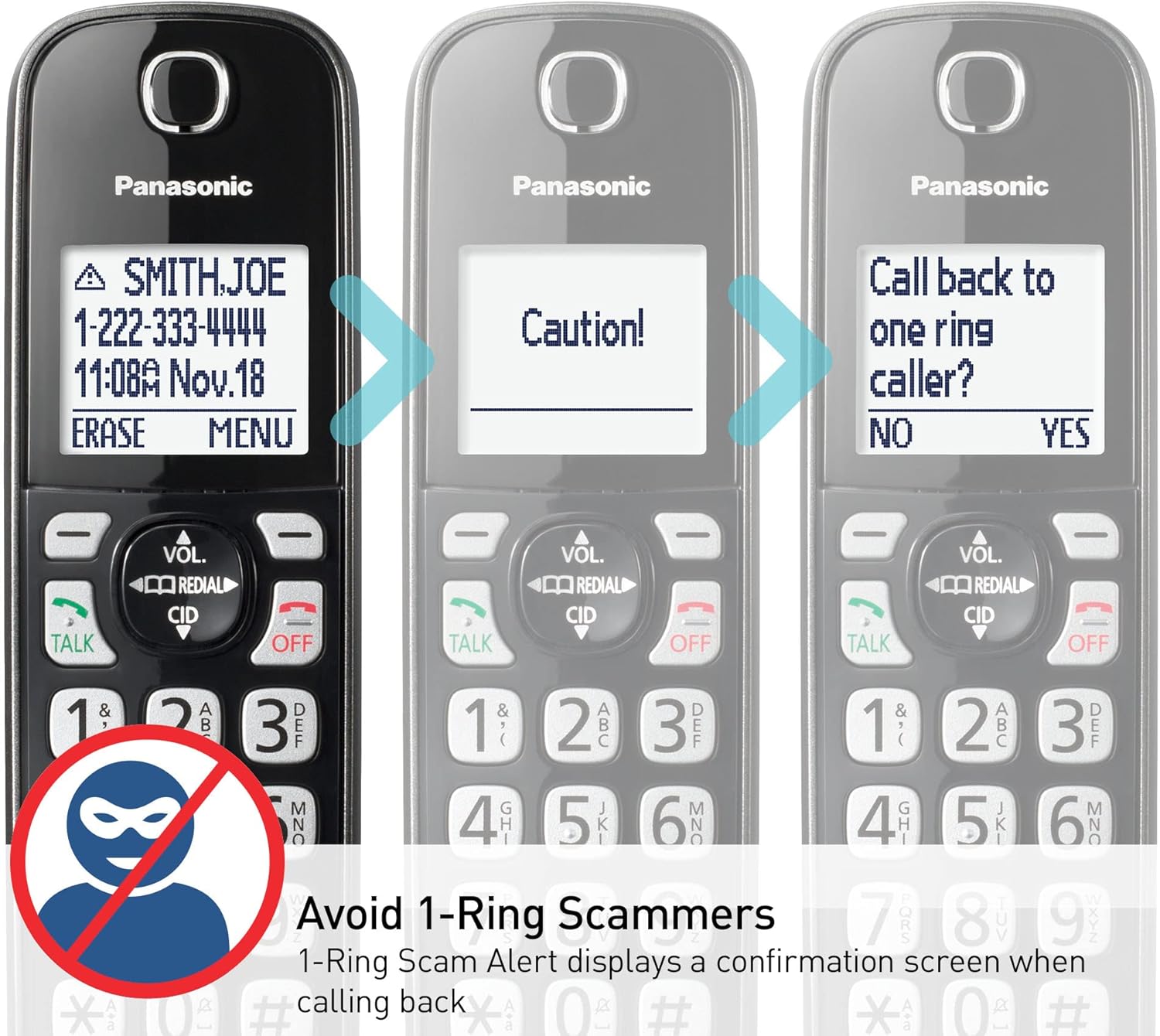 Panasonic Cordless Phone with Answering Machine, Advanced Call Block, Bilingual Caller ID and Easy to Read High-Contrast Display, Expandable System with 2 Handsets - KX-TGD832M (Metallic Black) - Image 5