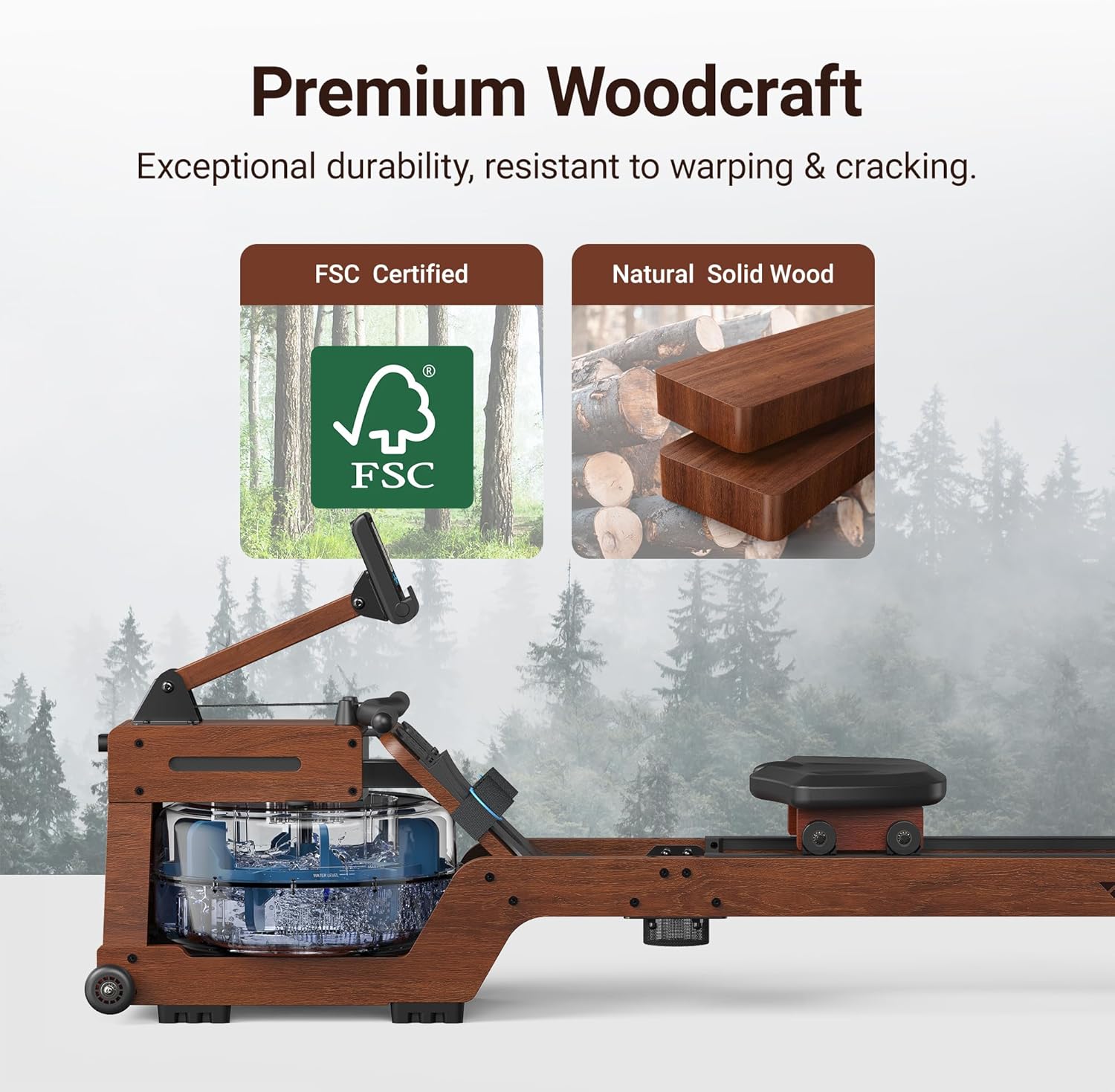 MERACH Water Rowing Machines for Home, Foldable Row Machine with 400LBS Weight Capacity, Dedicated Monitor and Comfortable Seat, Free MERACH App for Immersive Water Rower - Image 5