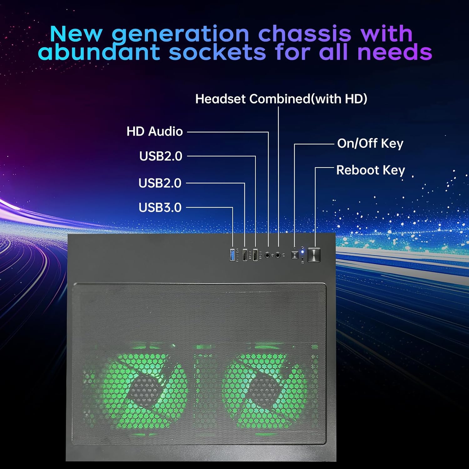 PC Computer Desktop AMD Ryzen 7 5700G Up to 4.6GHz Prebuilt PC 16G RAM DDR4 1TB M.2 SSD ARGB Fan Gaming Computer Tower - Image 7