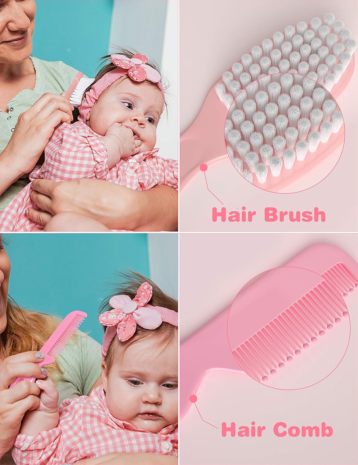 OTTOLIVES Baby Healthcare and Grooming Kit, 24 in 1 Baby Electric Nail Trimmer Set Newborn Nursery Health Care Set for Newborn Infant Toddlers Baby Boys Girls Kids Haircut Tools (0-3 Years+) (Pink) - Image 2