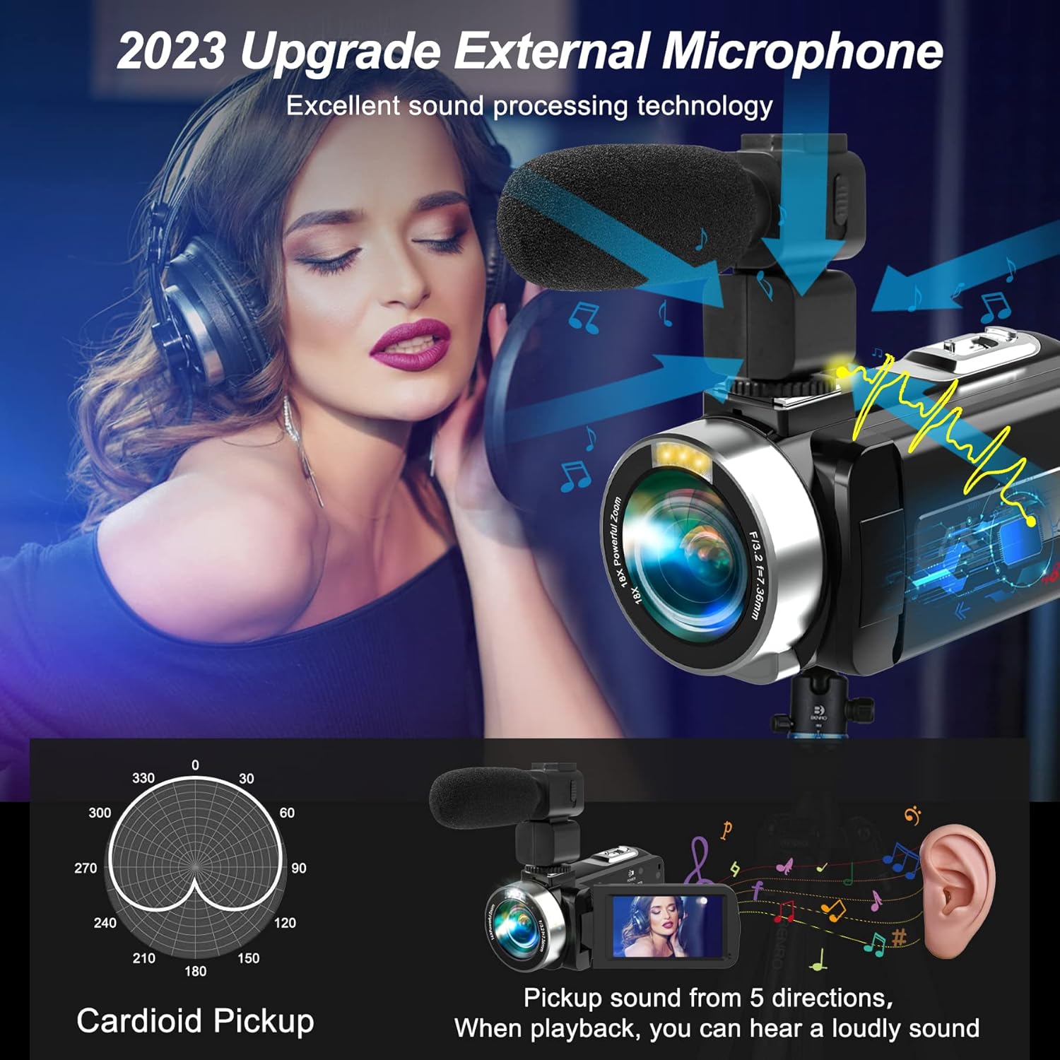 Video Camera Camcorder Full HD 4K 60FPS 48MP WiFi IR Night Vision Vlogging Camera for YouTube Digital Camera Recorder 18X Zoom Camcorders with 3.0" Touch Screen,2 Batteries and 32G SD Card - Image 4