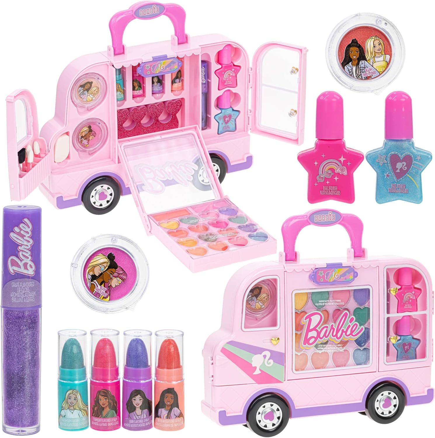 Barbie Car Makeup Kit for Girls, Real Washable Toy Makeup Set, Barbie Gift, Play Makeup and Pretend Play Toys, Perfect for Birthdays, Parties, Sleepovers & Makeovers, Ages 6 and up, by Townley Girl - Image 2