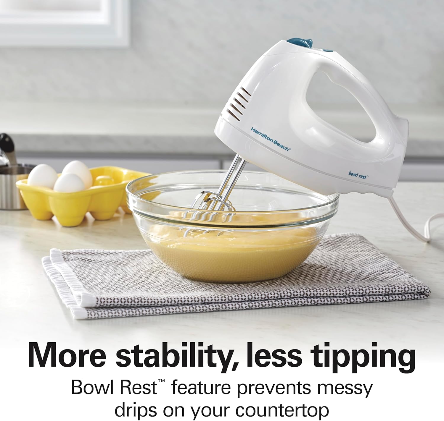 Hamilton Beach 6-Speed Electric Hand Mixer with Whisk, Traditional Beaters, Snap-On Storage Case, 250 Watts, White - Image 7