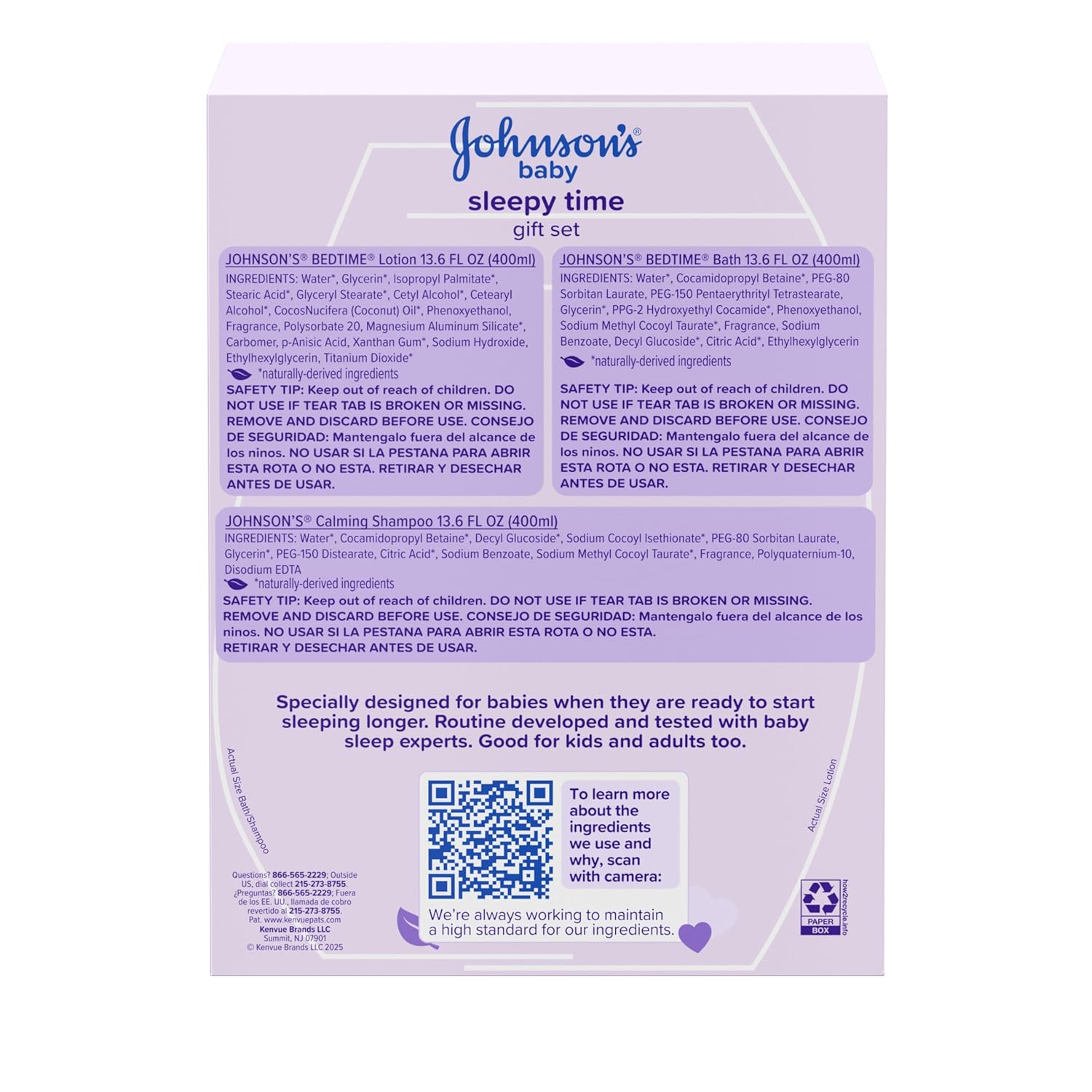 Johnson's Sleepy Time Bedtime Baby Gift Set with Relaxing NaturalCalm Aromas, Bedtime Baby Bath Shampoo, Wash & Lotion Essentials, Hypoallergenic & Paraben-Free, 4 Items - Image 9