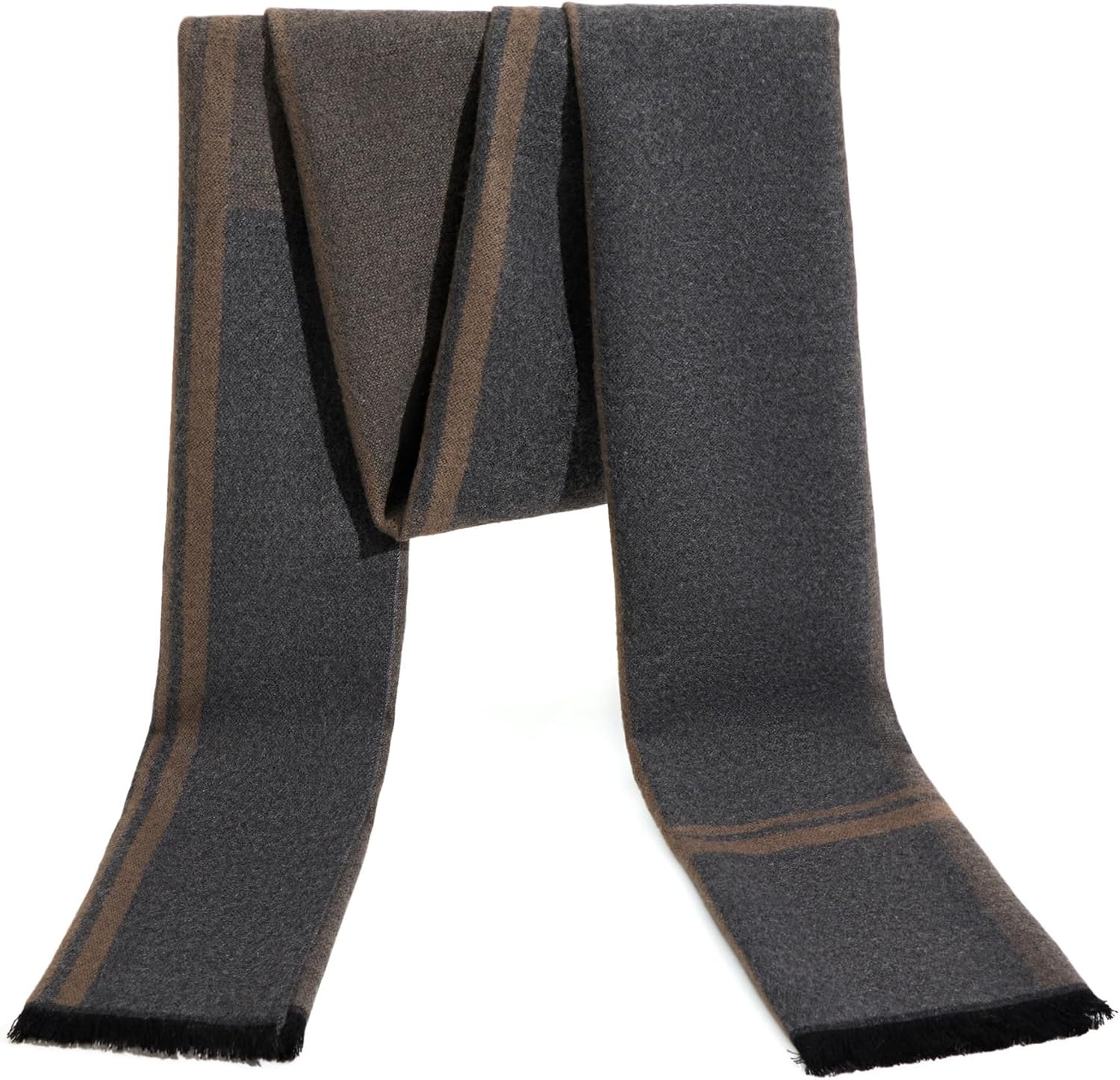 Men's Winter Warm Scarf Premium Cashmere Feel, Luxuriously Soft Long Plaid Pattern - Image 4