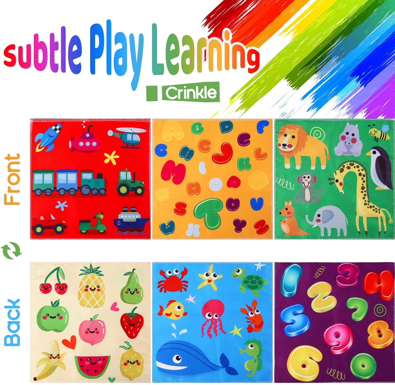 Baby Toys 6 to 12 Months - Tissue Box Toy Montessori for Babies 6-12 Months, Soft Stuffed High Contrast Crinkle Infant Sensory Toys, Boys&Girls Kids Early Learning Gifts - Image 5