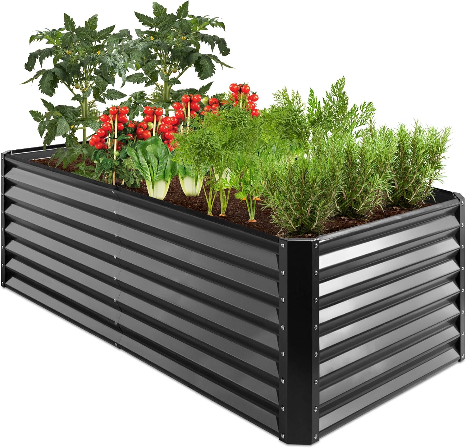 Best Choice Products 6x3x2ft Outdoor Metal Raised Garden Bed, Deep Root Box Planter for Vegetables, Flowers, Herbs, and Succulents w/ 269 Gallon Capacity - Gray - Image 2
