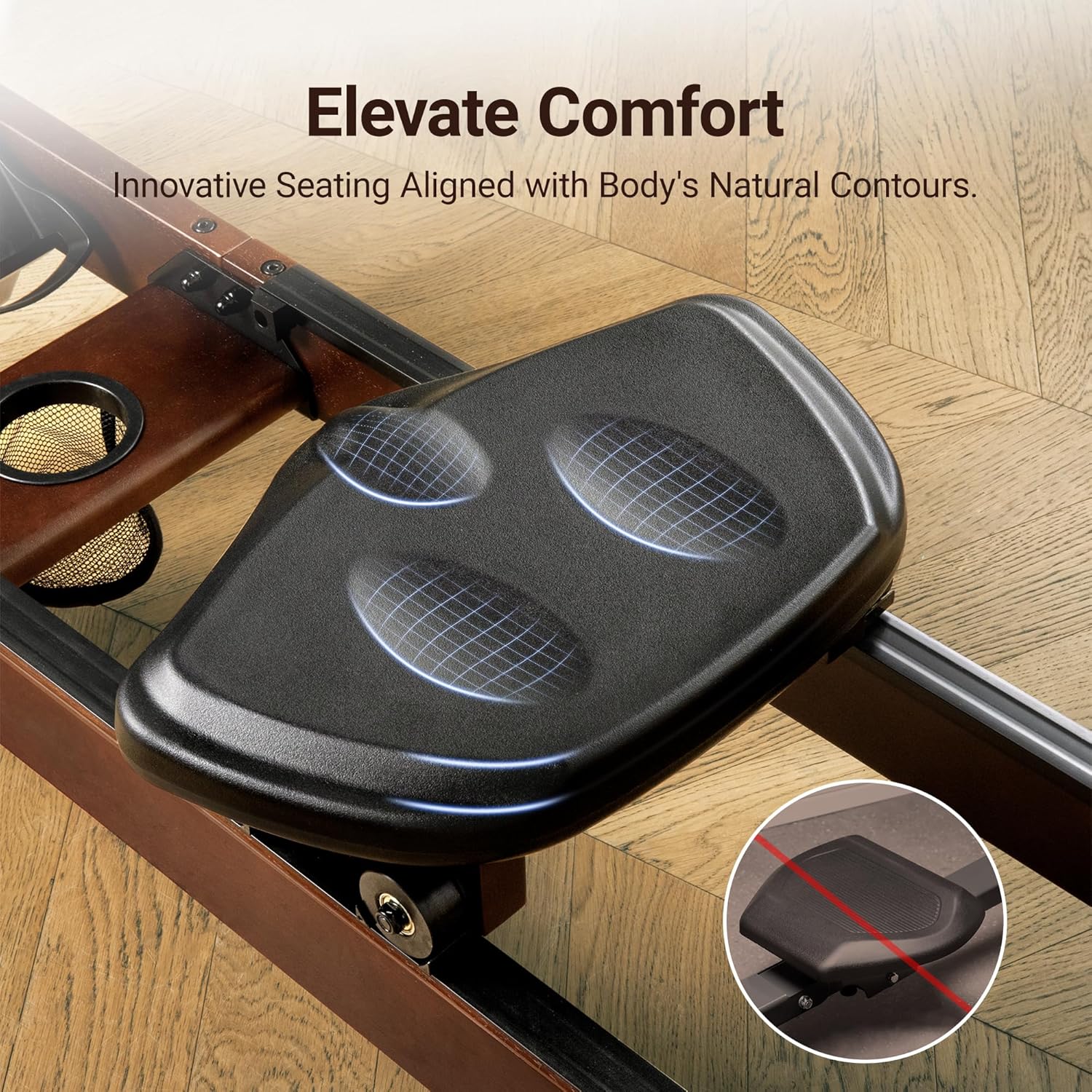 MERACH Water Rowing Machines for Home, Foldable Row Machine with 400LBS Weight Capacity, Dedicated Monitor and Comfortable Seat, Free MERACH App for Immersive Water Rower - Image 4