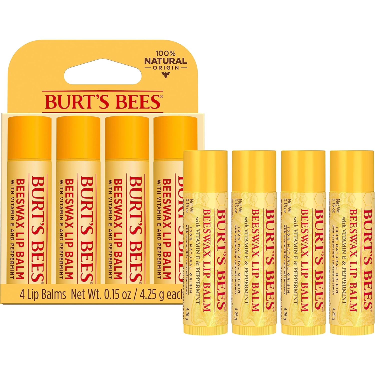 Burt's Bees Lip Balm - Original Beeswax, Lip Moisturizer With Responsibly Sourced Beeswax, Tint-Free, Natural Origin Conditioning Treatment, 4 Tubes, 0.15 oz. - Image 14