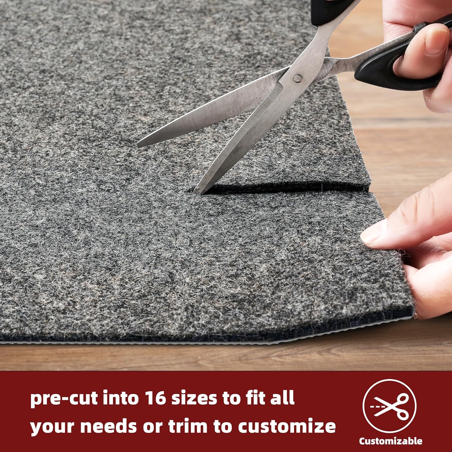 BAGAIL Felt and Natural Rubber Backing Rug Pads 1/4” Thick, 5 x 7 Ft Non Slip Carpet Gripper Keep Rugs in Place, Under Area Rug Protective Cushioned Pads, Carpet Runners, Hardwood Floors Protection - Image 6