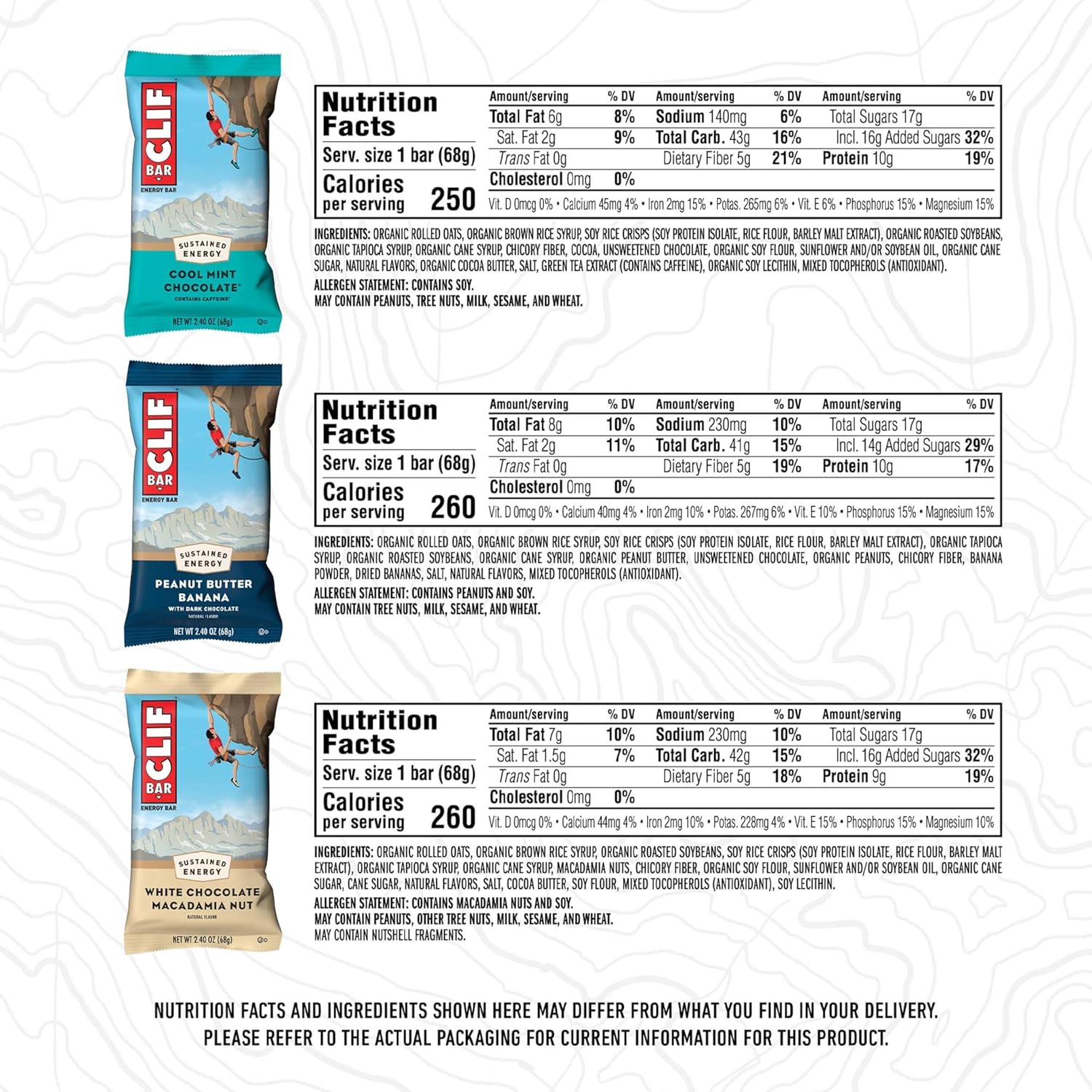 CLIF BAR - Variety Pack - 6 Flavors - Made with Organic Oats - Energy Bars - Non-GMO - Plant Based Protein Bars (16 Pack) - Image 7