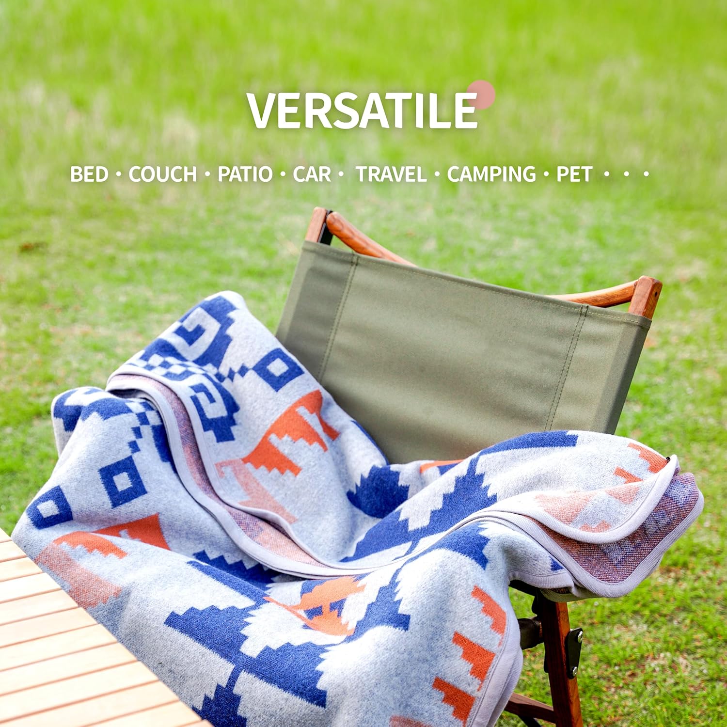 ACUSHLA Merino Wool Camp Blanket - Warm Thick Washable Large Outdoor Camping Sleeping Throw Blanket All Weather, Aztec Grey 79X63 - Image 6