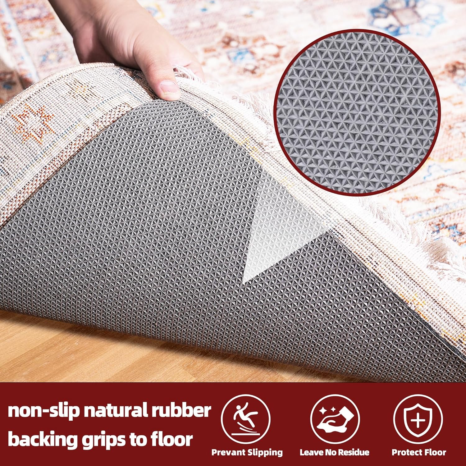 BAGAIL Felt and Natural Rubber Backing Rug Pads 1/4” Thick, 5 x 7 Ft Non Slip Carpet Gripper Keep Rugs in Place, Under Area Rug Protective Cushioned Pads, Carpet Runners, Hardwood Floors Protection - Image 5