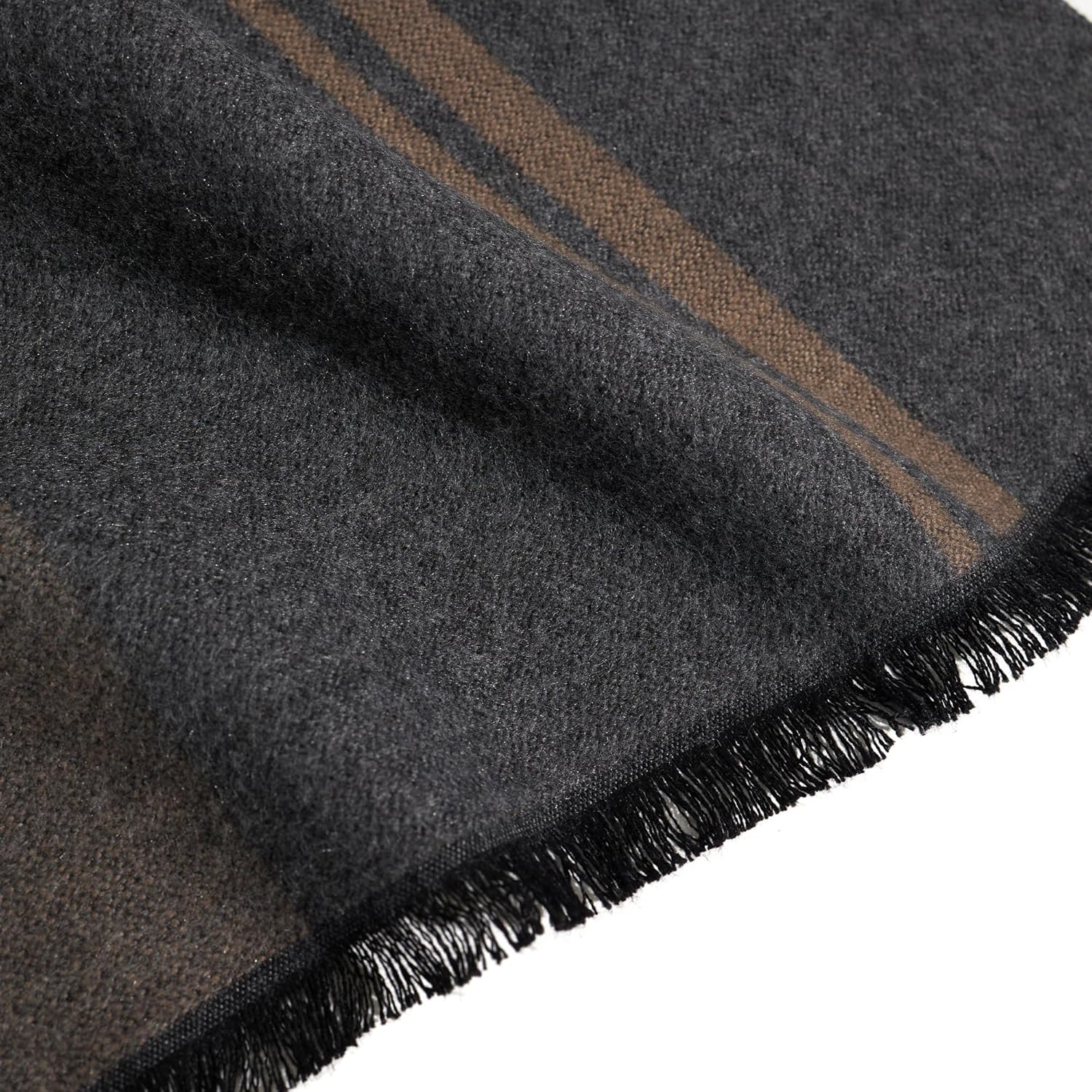 Men's Winter Warm Scarf Premium Cashmere Feel, Luxuriously Soft Long Plaid Pattern - Image 7