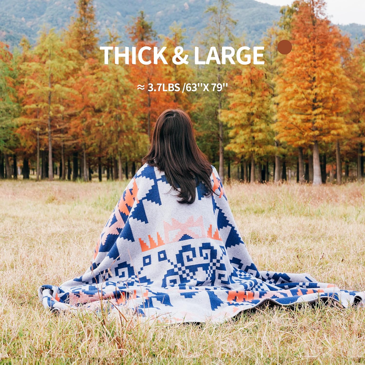 ACUSHLA Merino Wool Camp Blanket - Warm Thick Washable Large Outdoor Camping Sleeping Throw Blanket All Weather, Aztec Grey 79X63 - Image 5